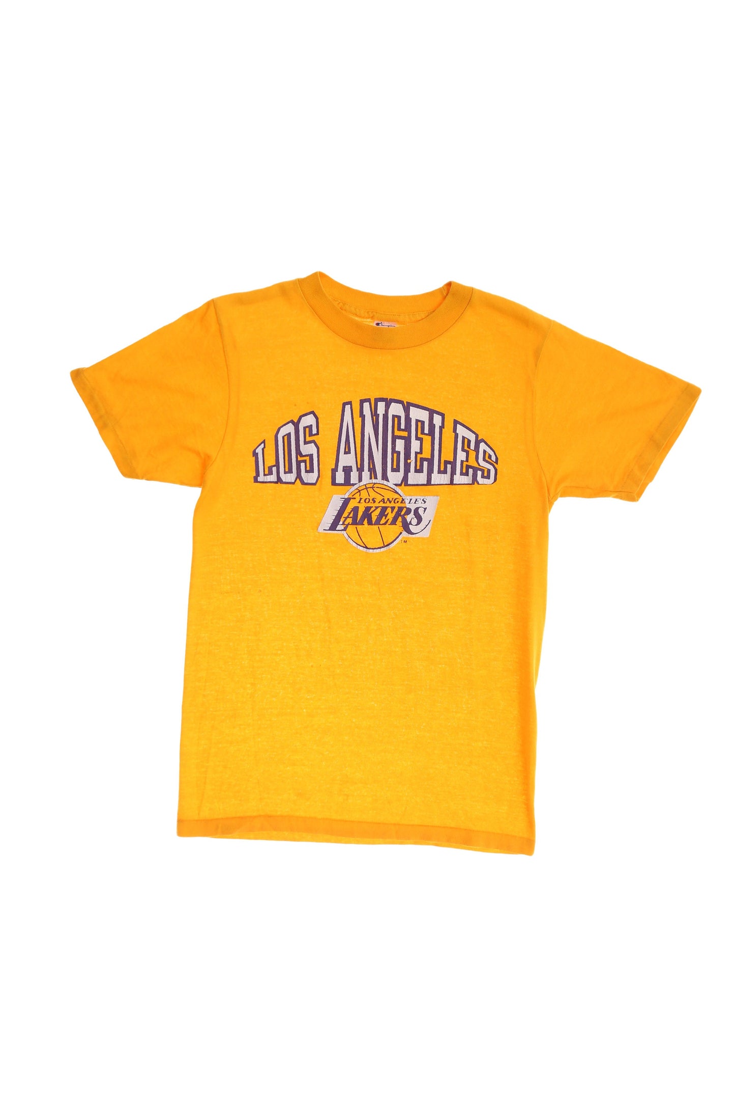 Vintage Yellow Champion T-shirt with Los Angeles Lakers Print