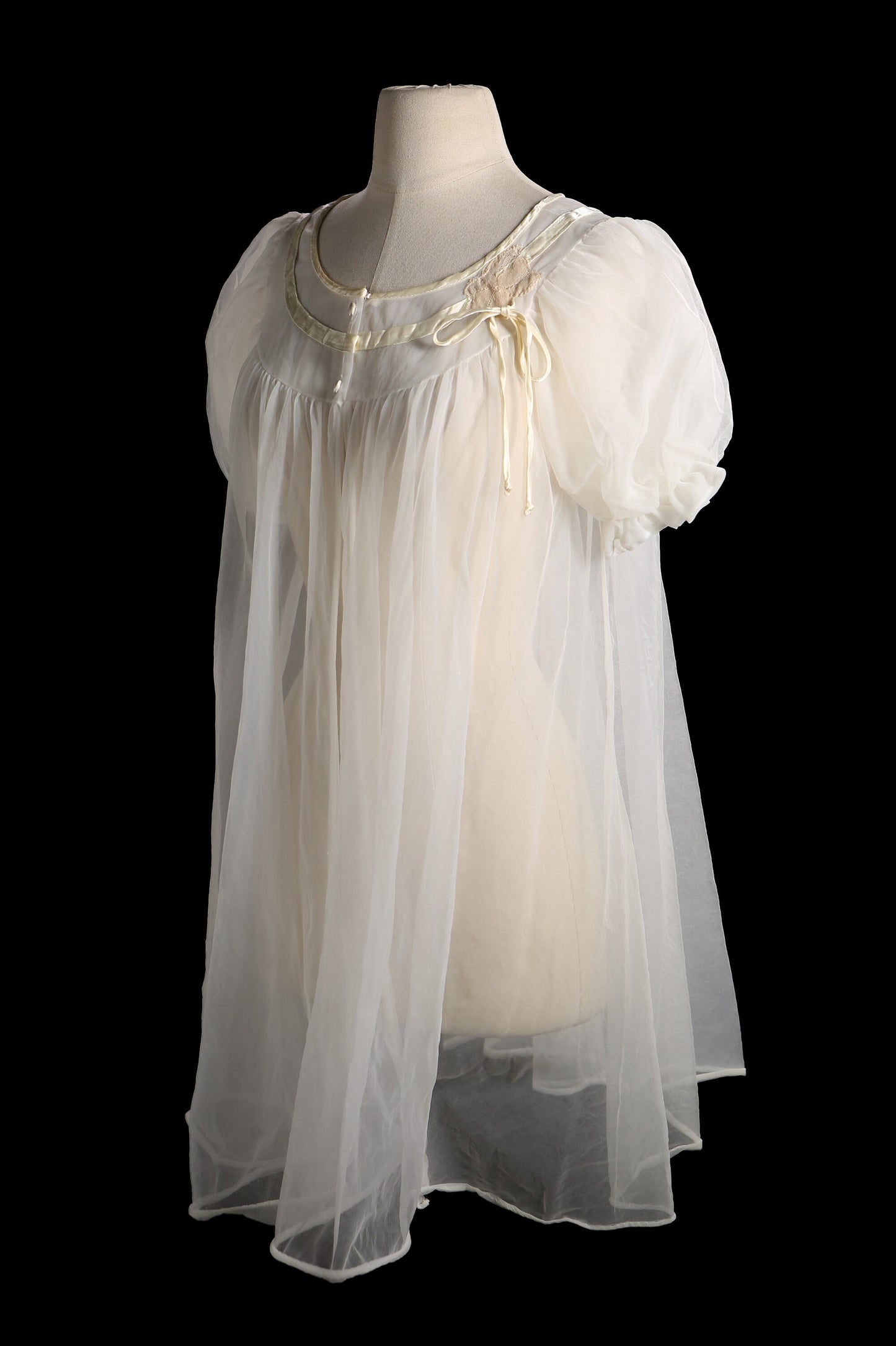 Vintage Women's Nightgown White Poly Blouson