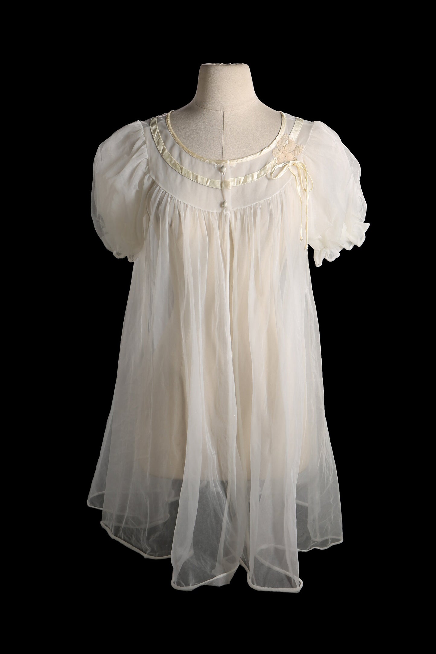 Vintage Women's Nightgown White Poly Blouson