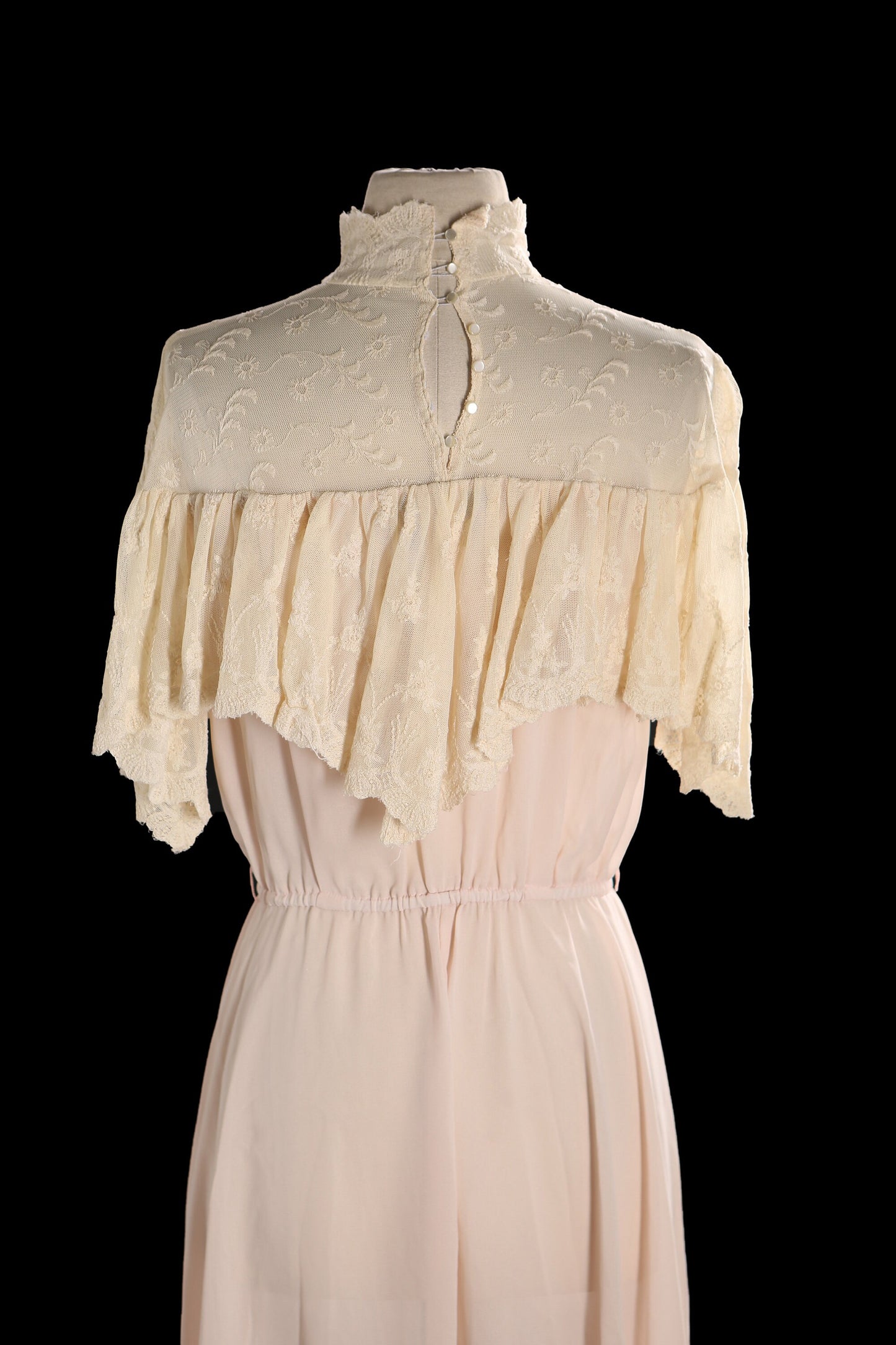 80s Women Pink Poly Prairie Short Sleeve Casual Dress by Miss Ashely of California