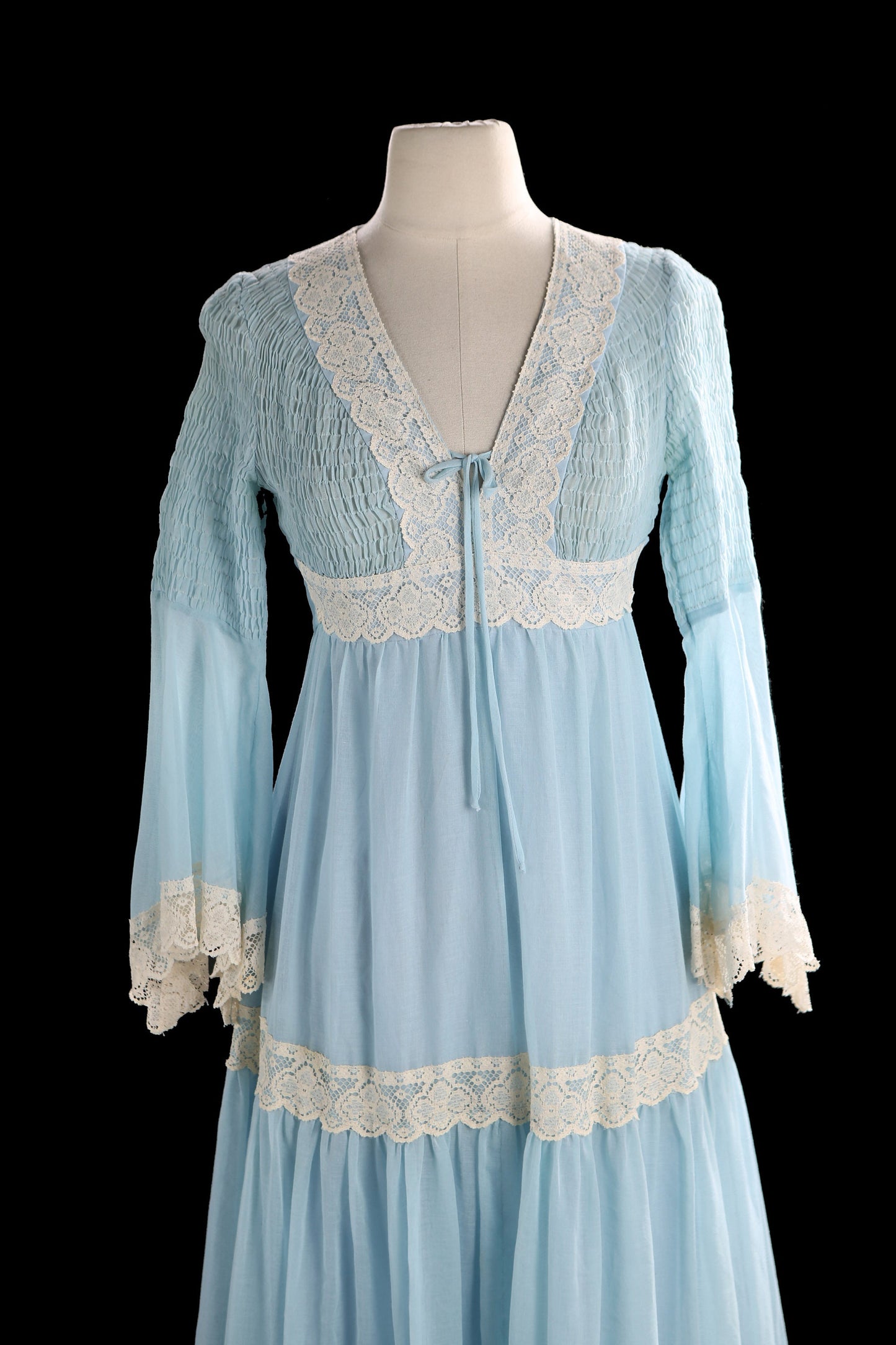 Vintage Women's Blue Long Summer Boho Dress by Candi Jones of California