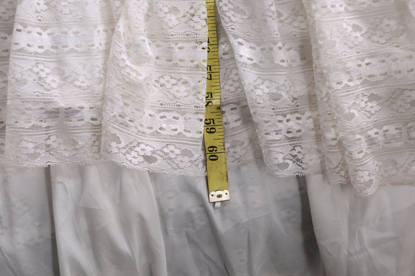Vintage White Wedding Dress with Back Ruffled Lace Designs - All Stains Have Been Removed - Ask for Details if Needed