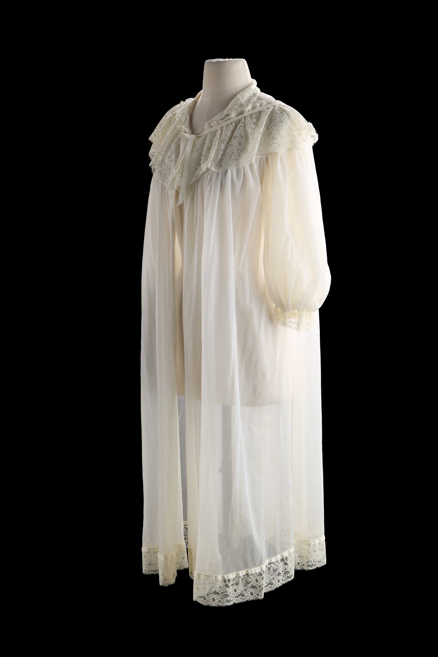 Vintage White Nightgown Poly Blouson Dress