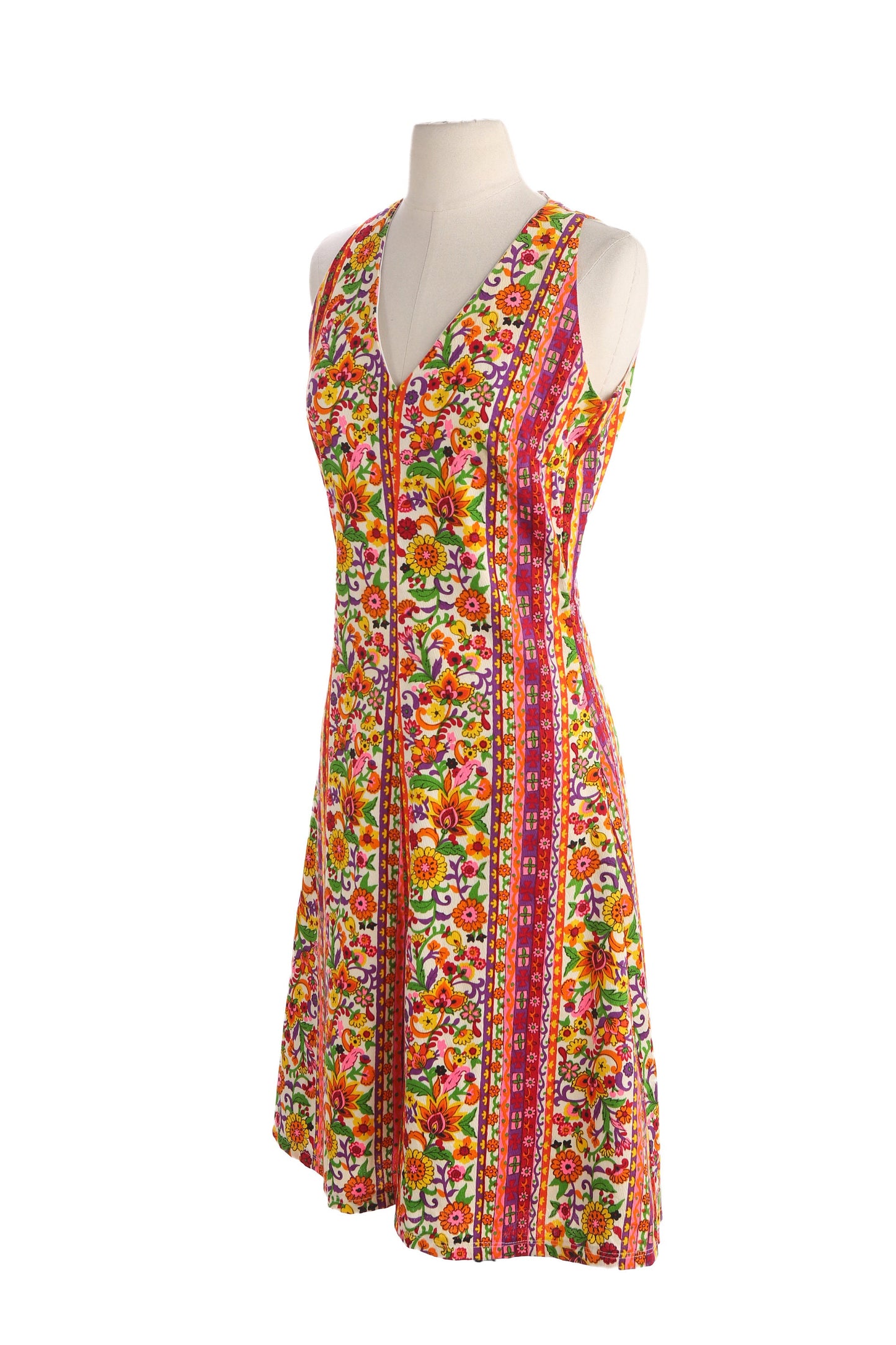 Vintage Women's Floral Print Sleeveless Summer Dress