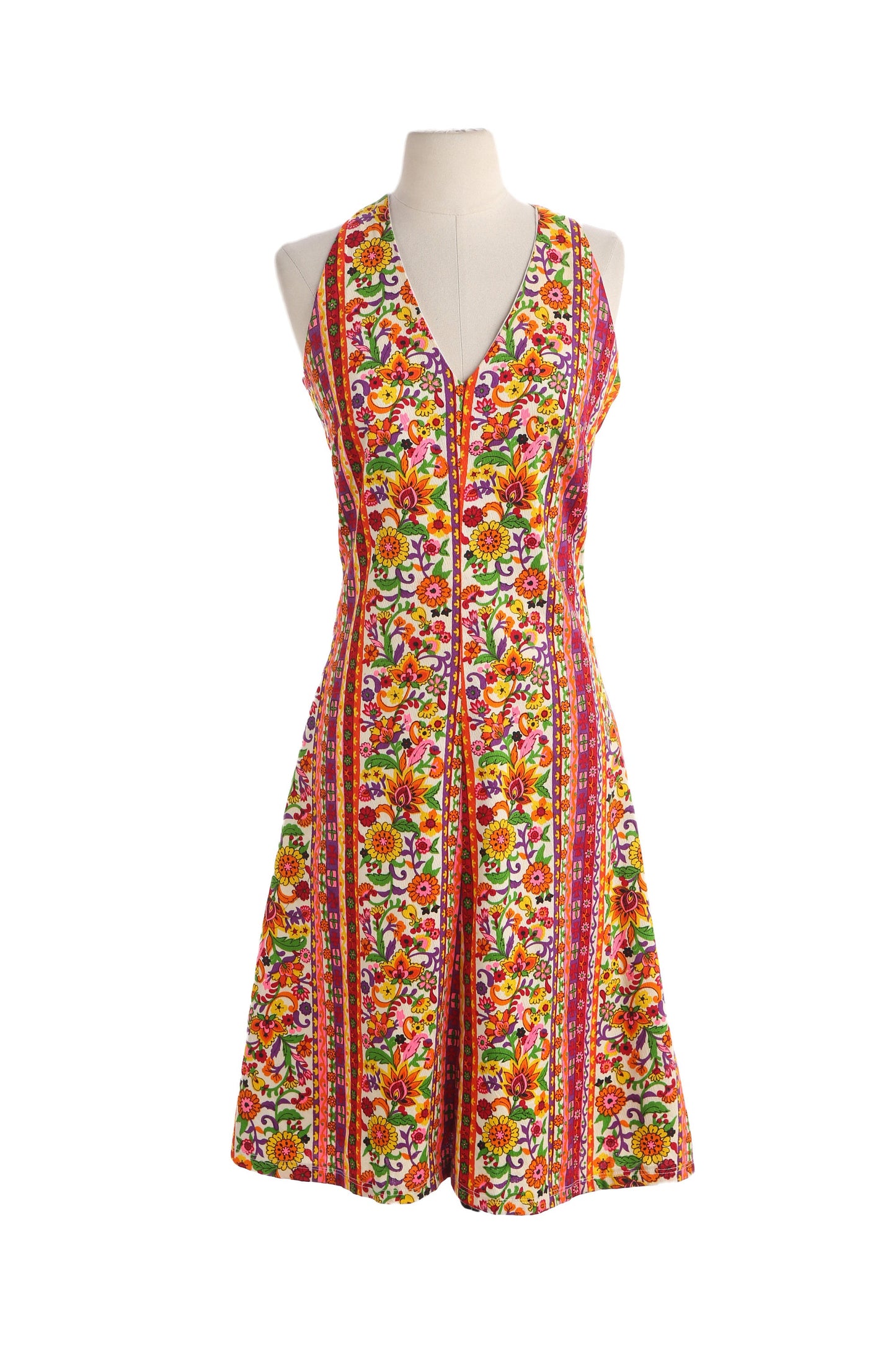 Vintage Women's Floral Print Sleeveless Summer Dress