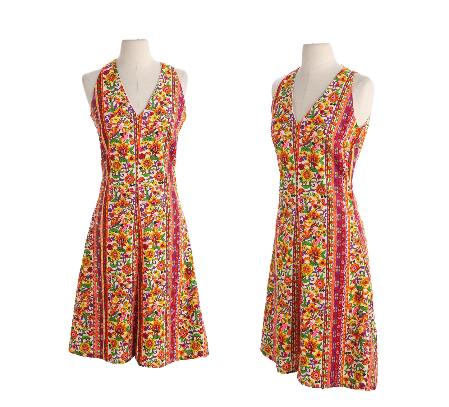 Vintage Women's Floral Print Sleeveless Summer Dress