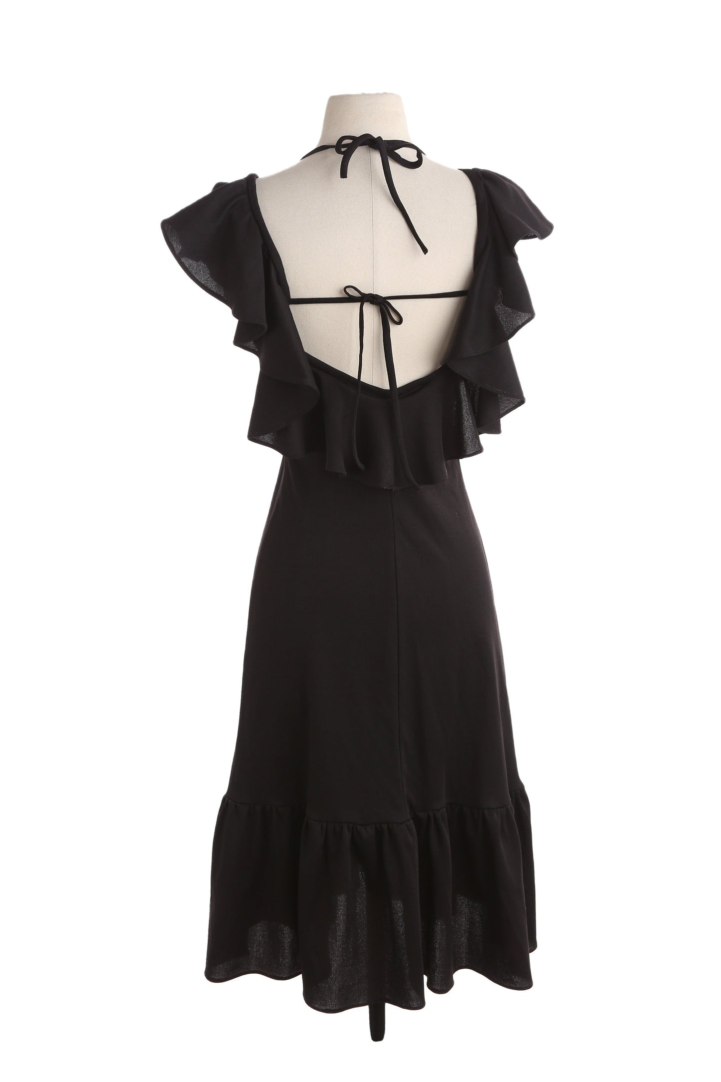 70s Women Black Sleeveless Poly Dress by Domino