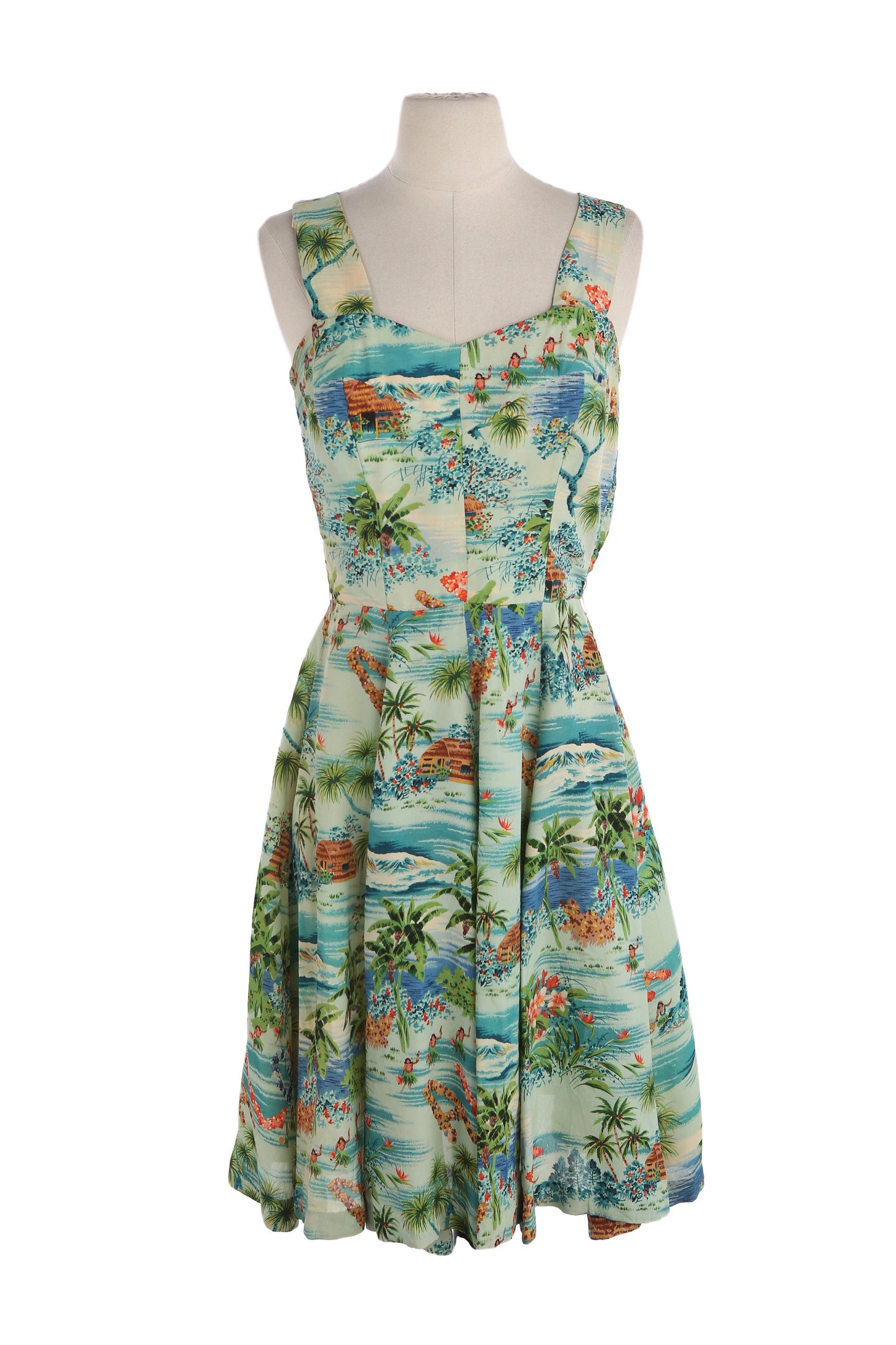 1940s Women Green Hawaiian Dress with Bolero Jacket by Royal Hawaiian / Made and Styled in Hawaii