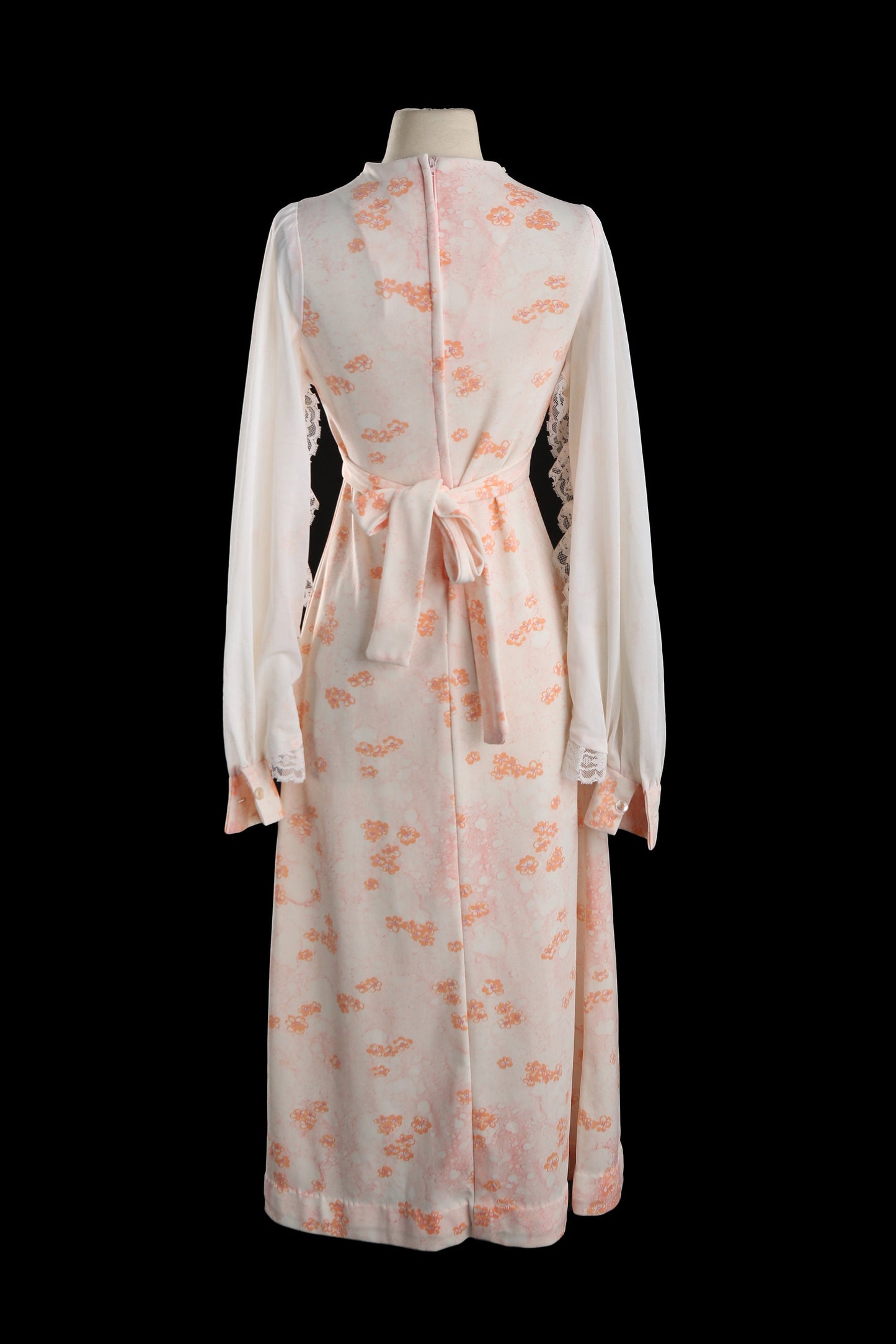 70s Women Floral Print Long Poly Casual Dress