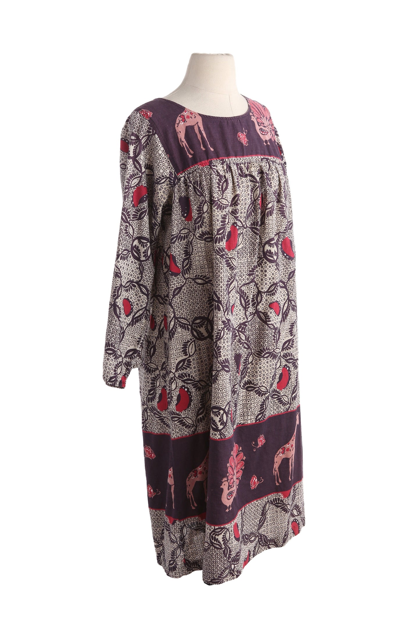 Vintage Block Floral Print Bohemian Cotton Dress