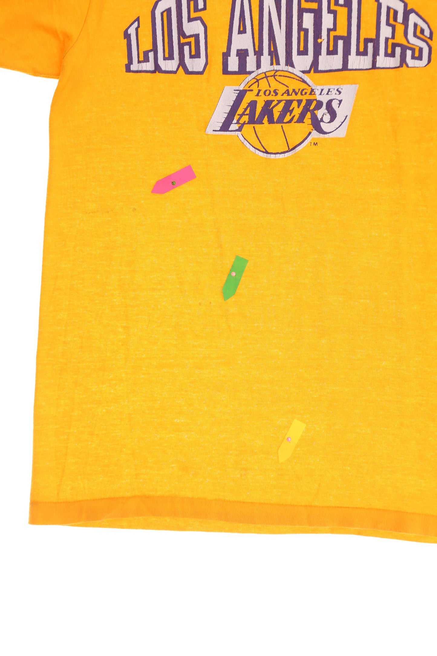 Vintage Yellow Champion T-shirt with Los Angeles Lakers Print