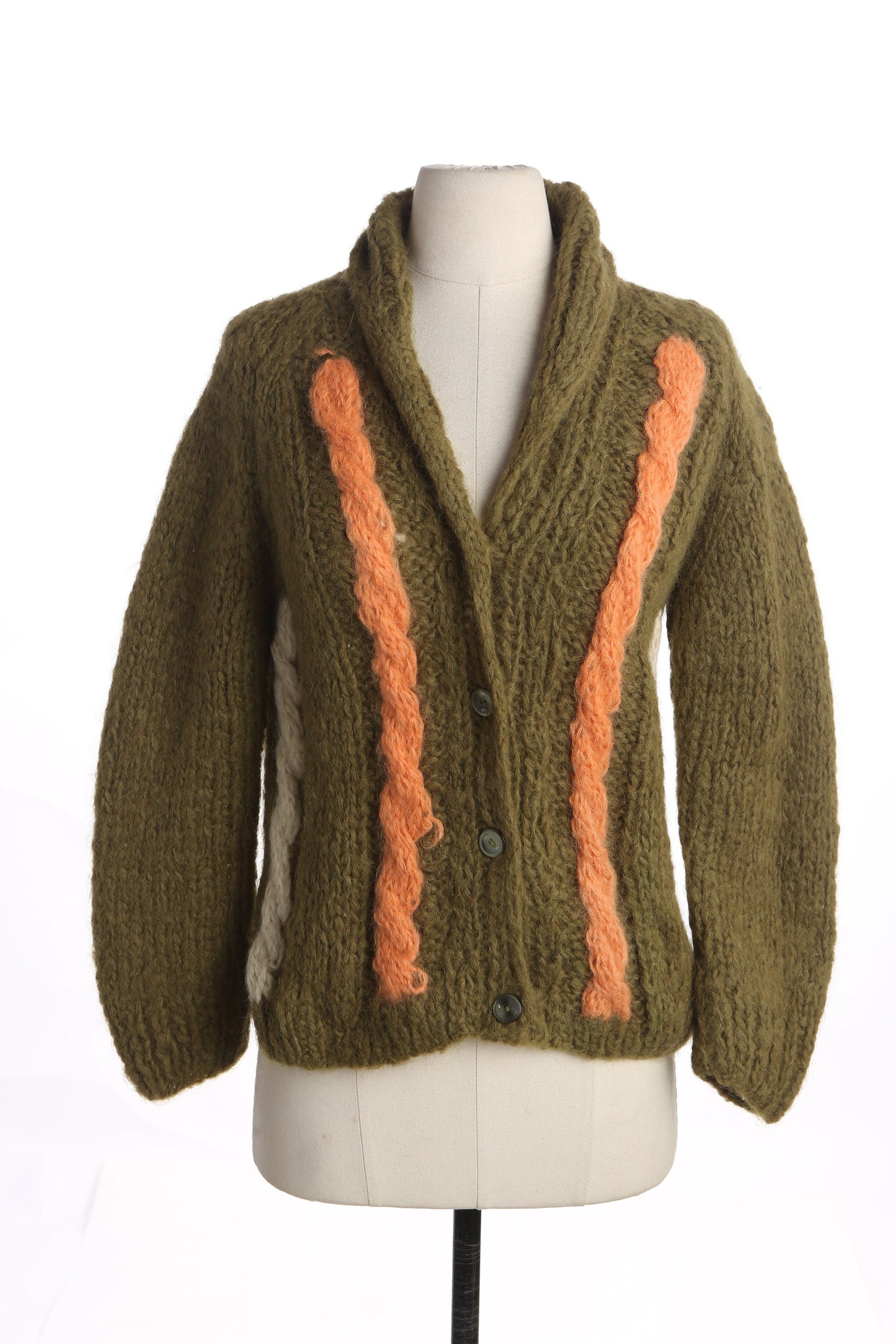Vintage Women's Green Knitted Cardigan Sweater