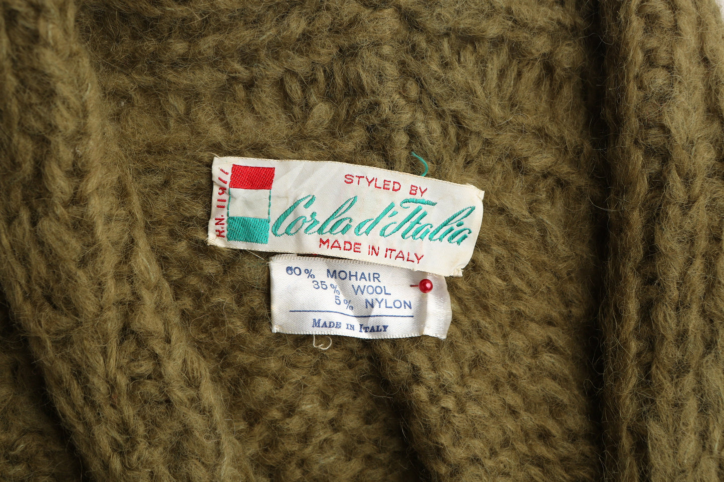 Vintage Women's Green Knitted Cardigan Sweater