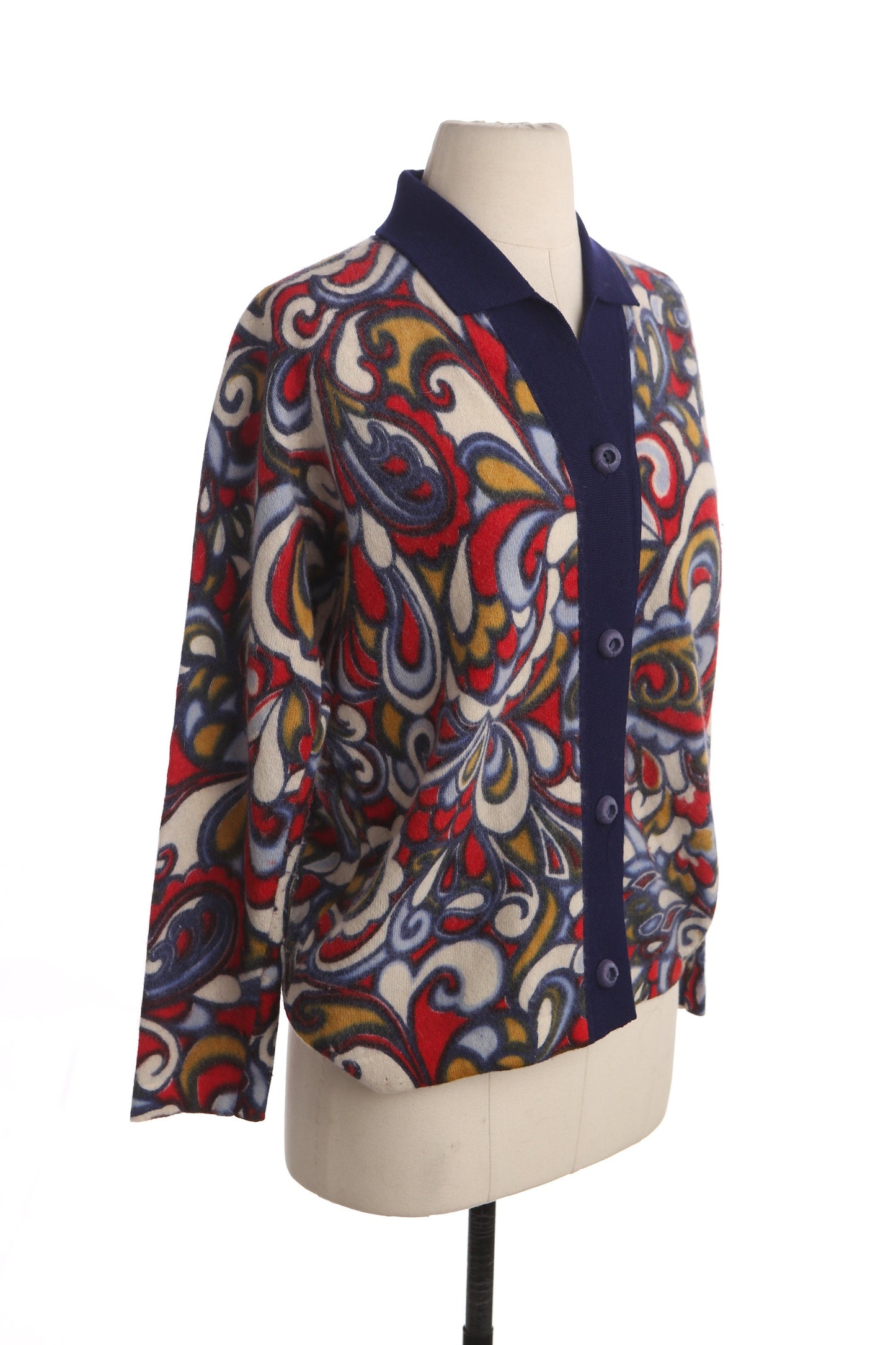 Vintage Women Button Up Cardigan Sweater - Hand Printed - by Diane de Luxe