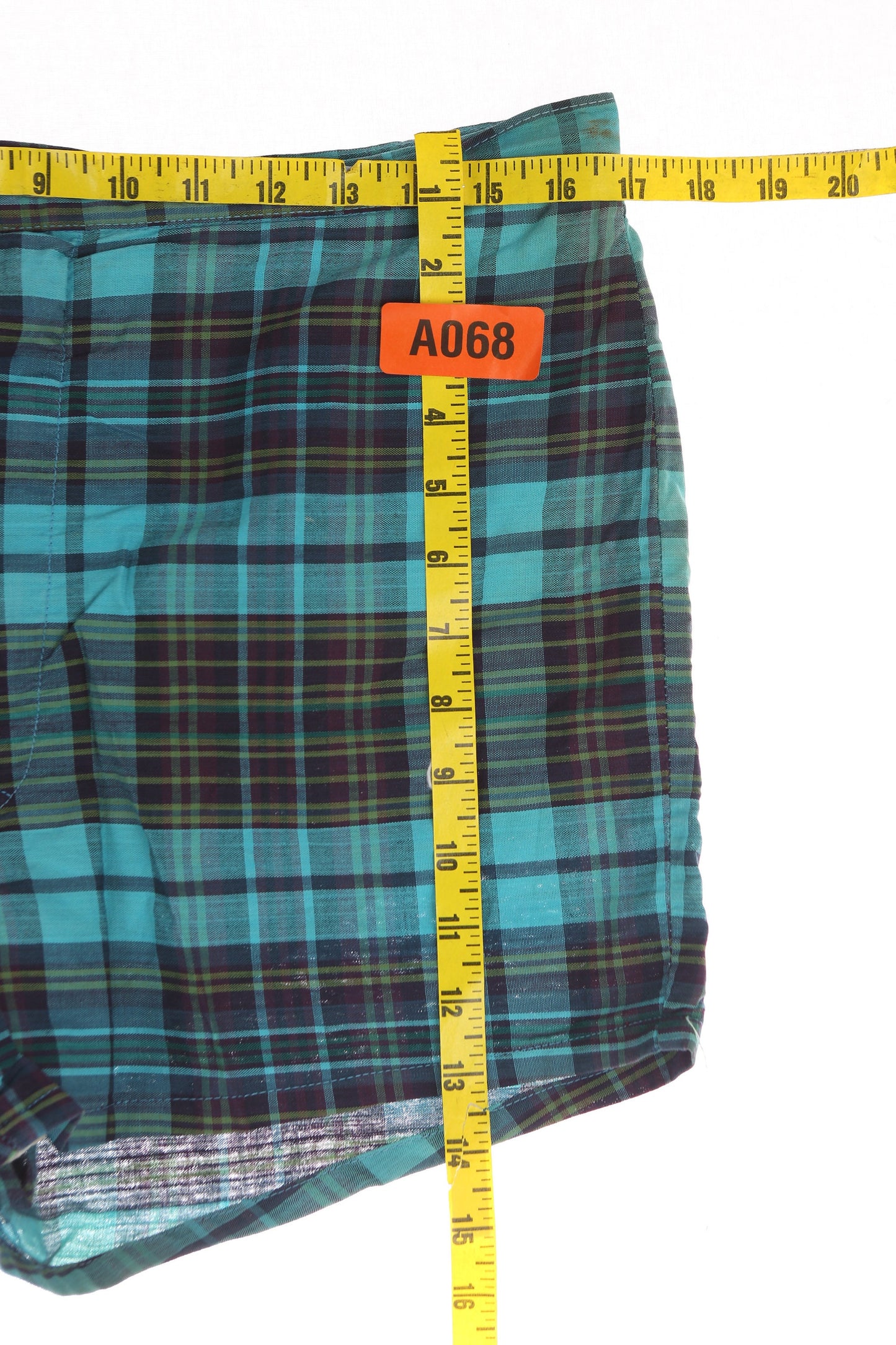 Vintage Men's Blue Plaid Mod Beach Trunk