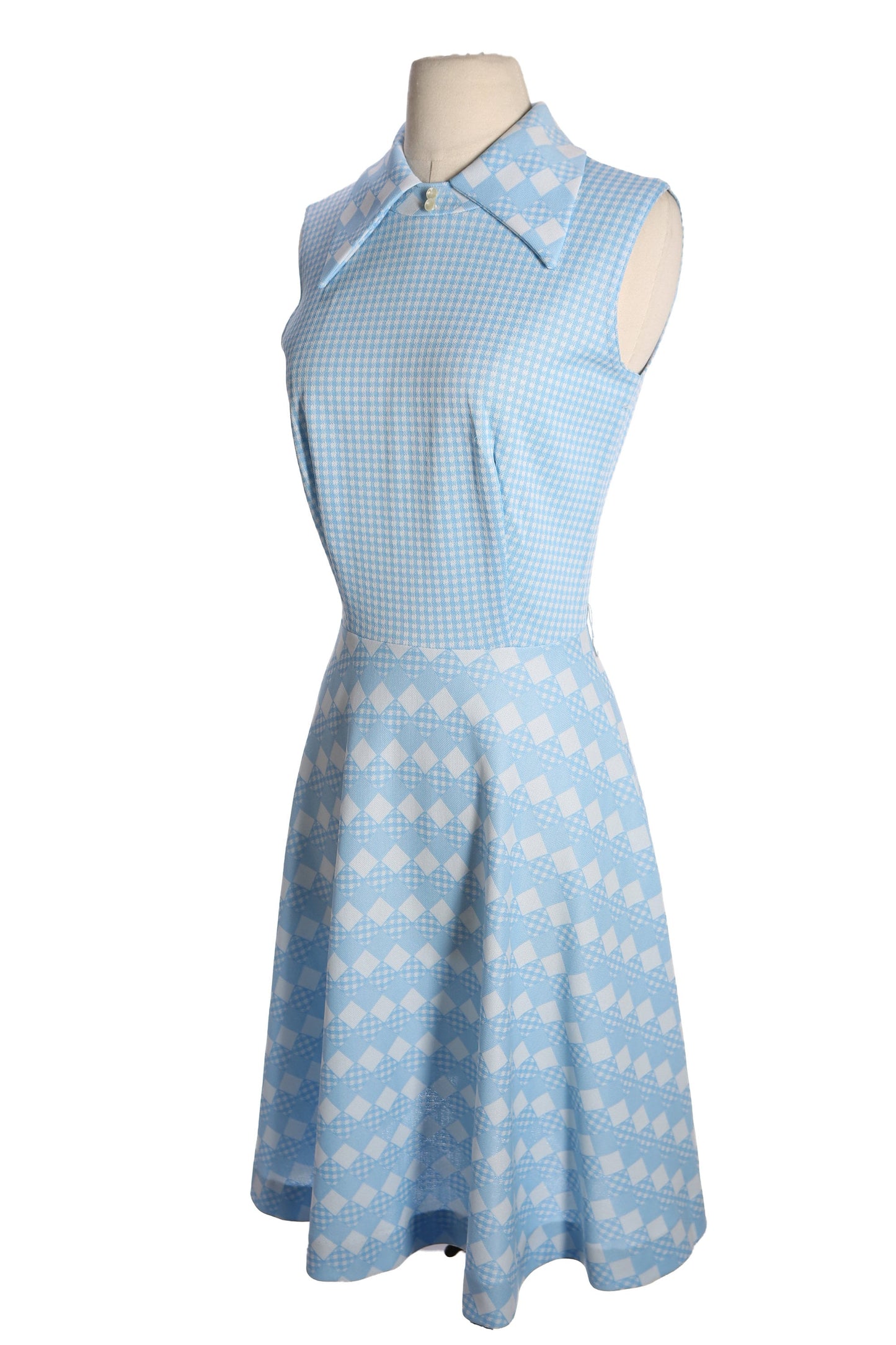 70s Women Blue Casual Dress