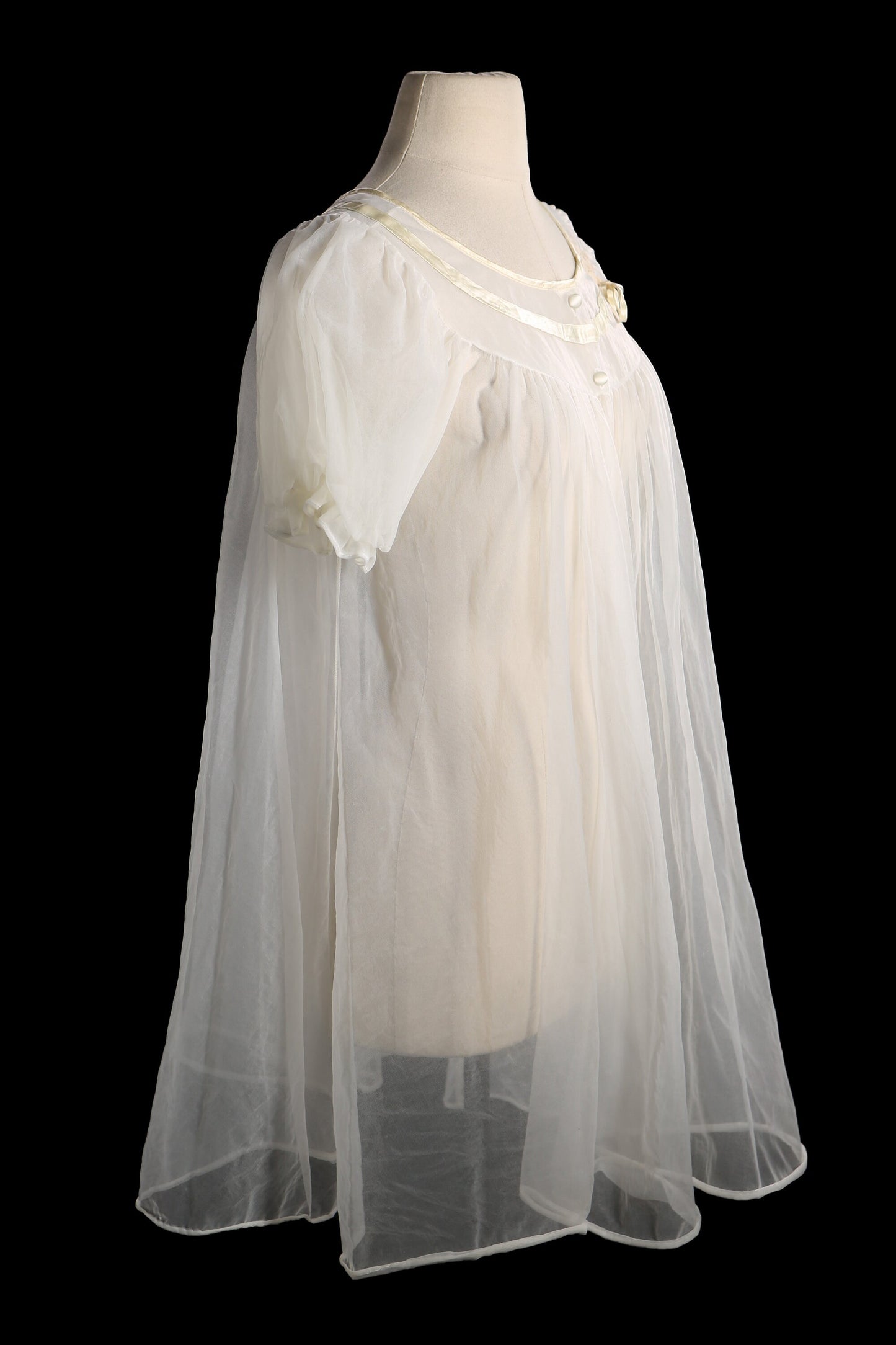 Vintage Women's Nightgown White Poly Blouson