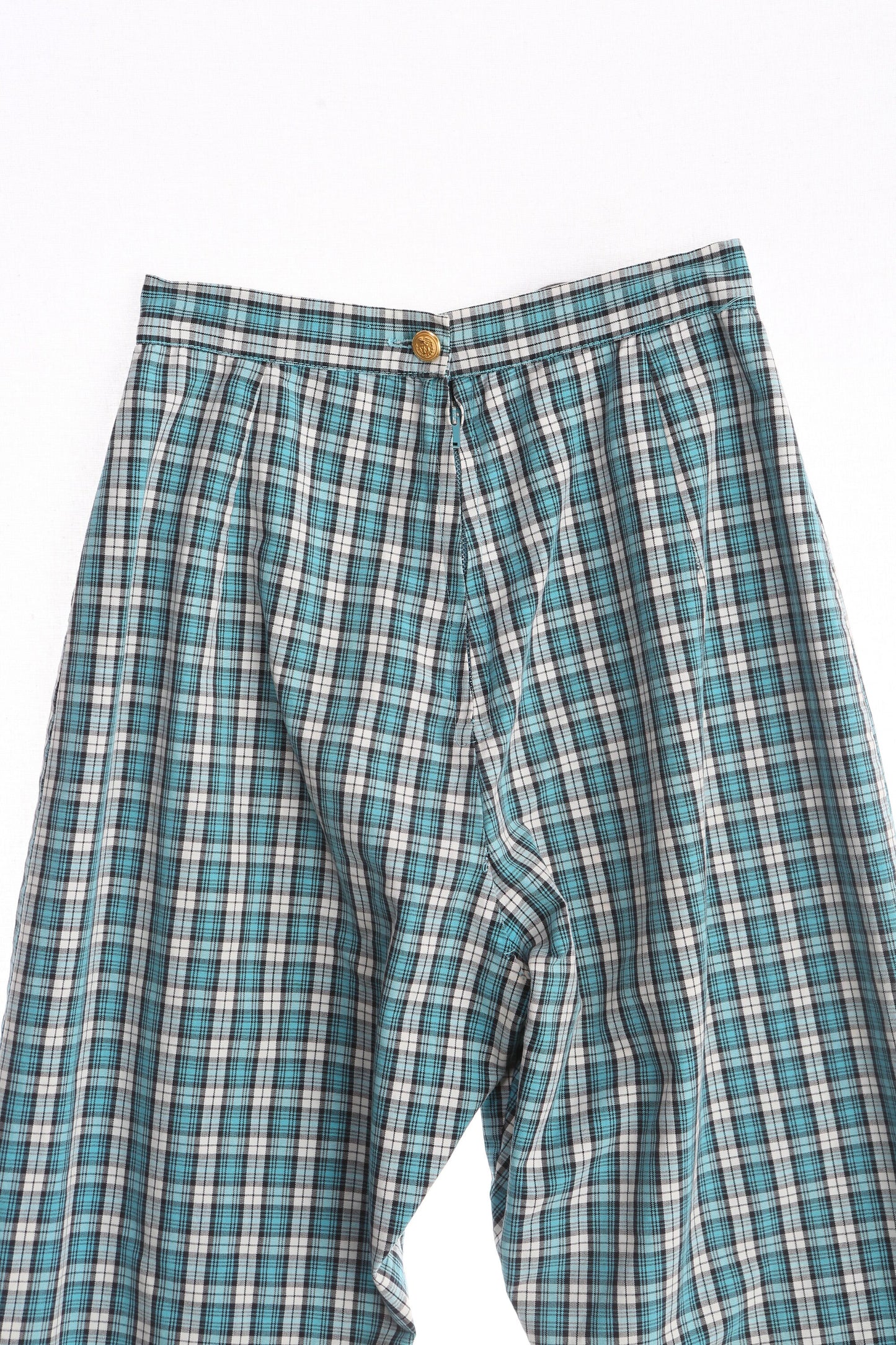 1960s Women GReen Capri Plaid Pants