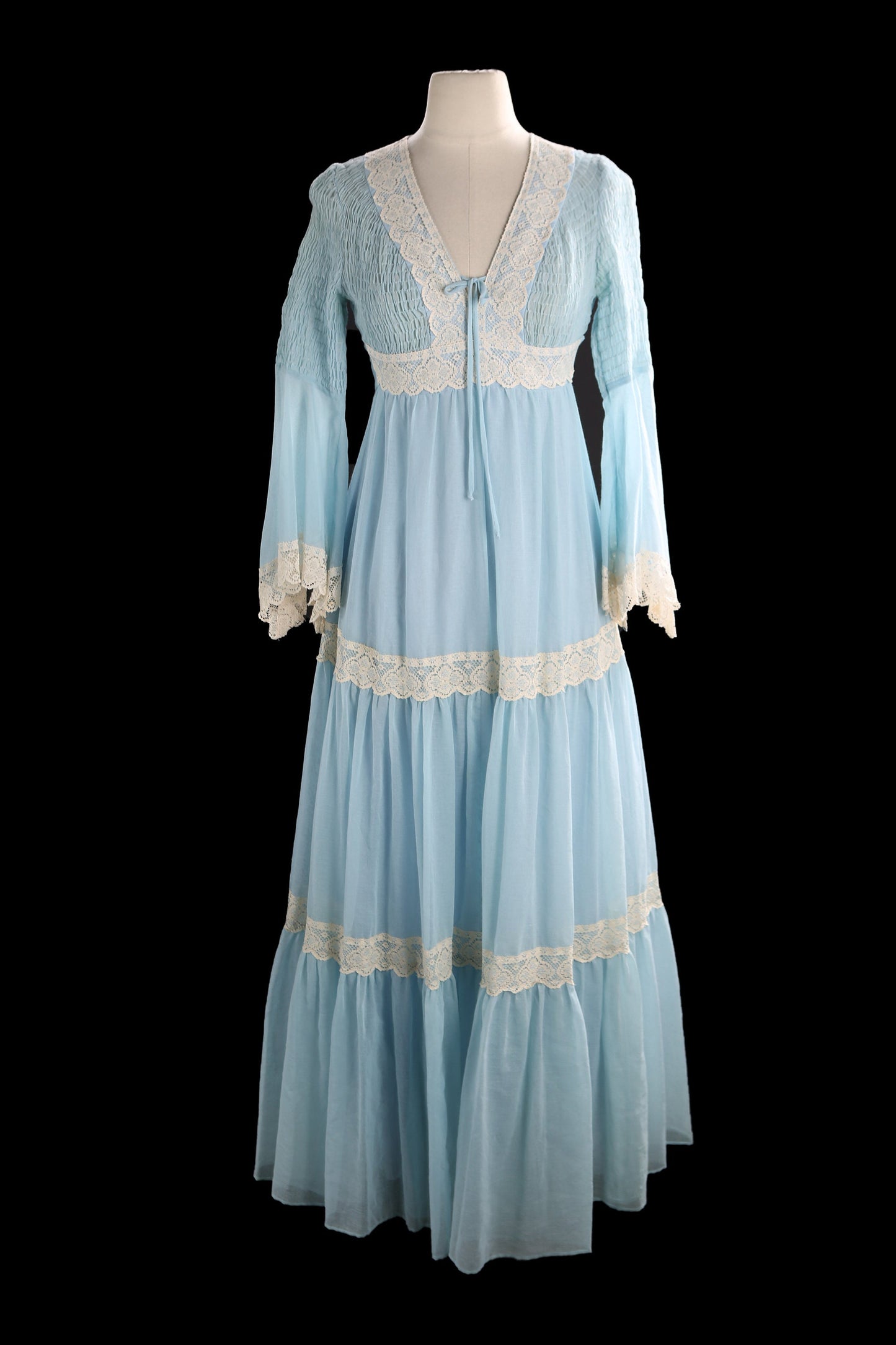 Vintage Women's Blue Long Summer Boho Dress by Candi Jones of California