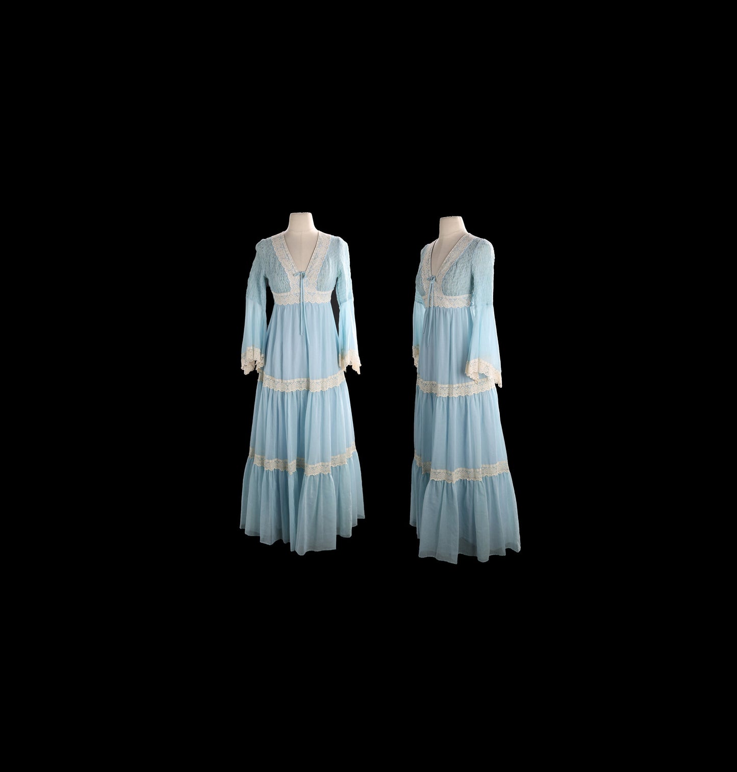 Vintage Women's Blue Long Summer Boho Dress by Candi Jones of California