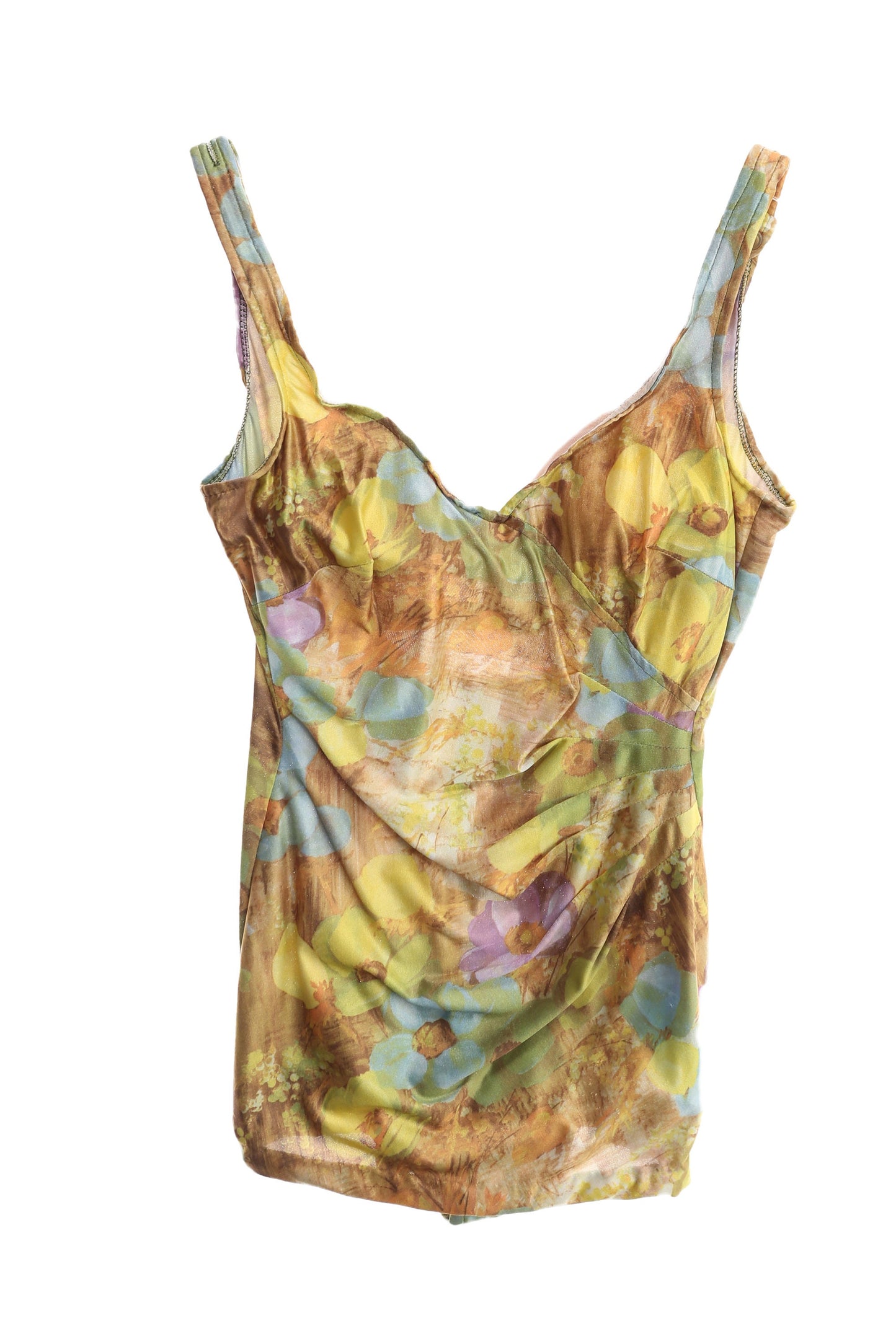 Vintage Women's Floral Print Yellow Swimsuit by Catalina
