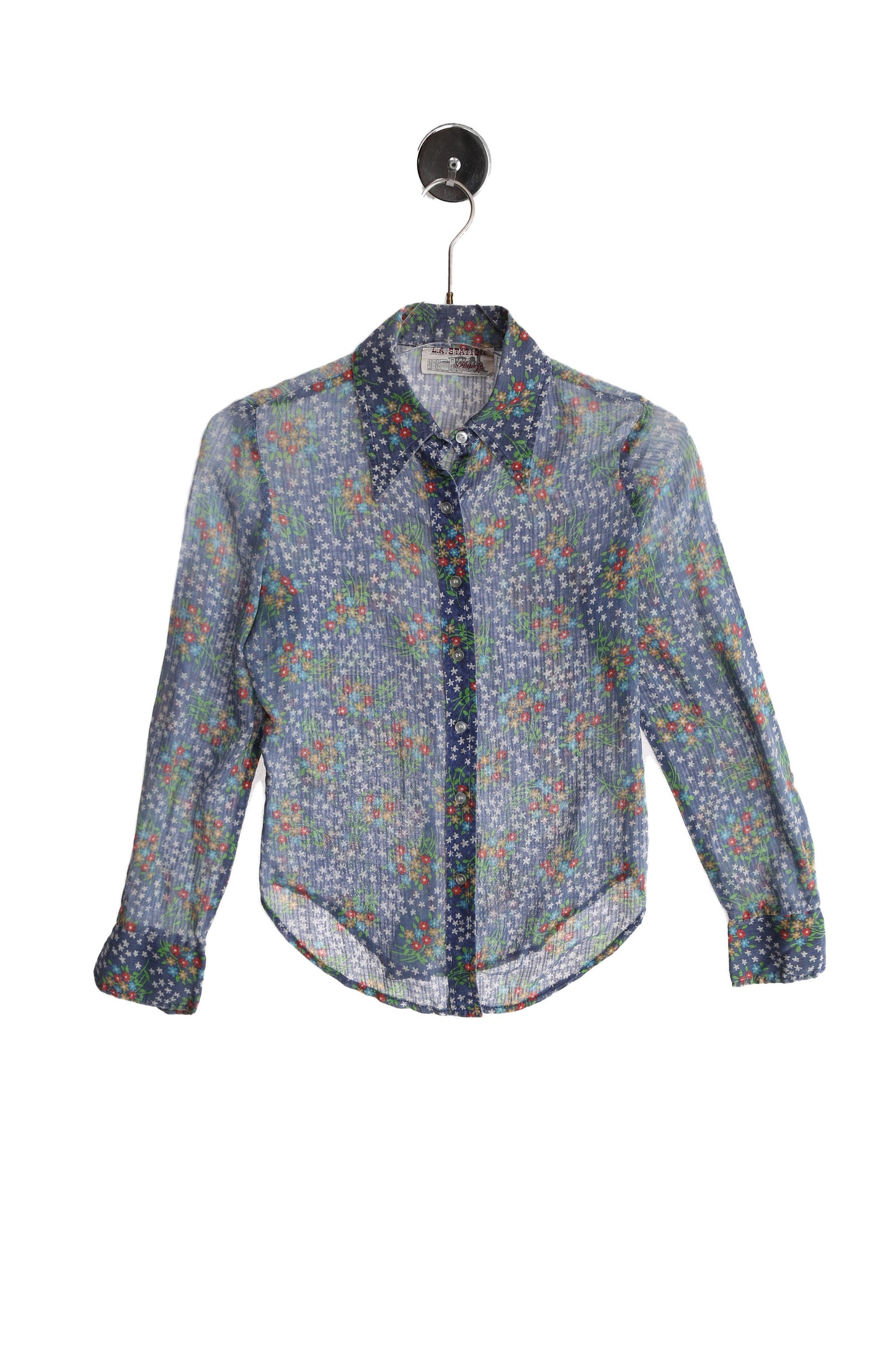 1970's Floral Print Blue Summer Top from L.A. Station by Arpeja