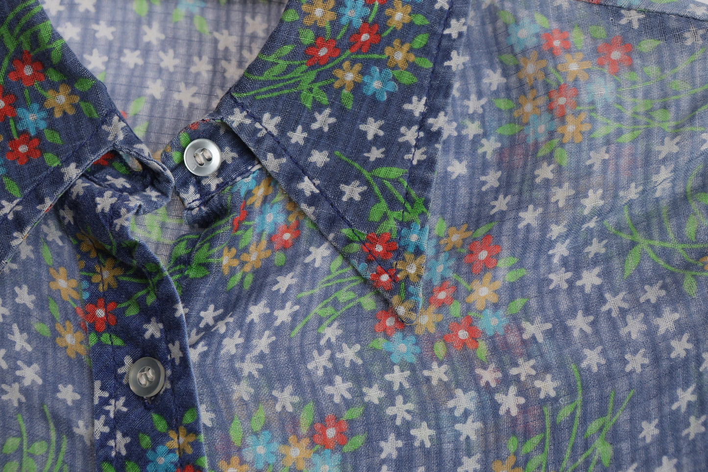 1970's Floral Print Blue Summer Top from L.A. Station by Arpeja