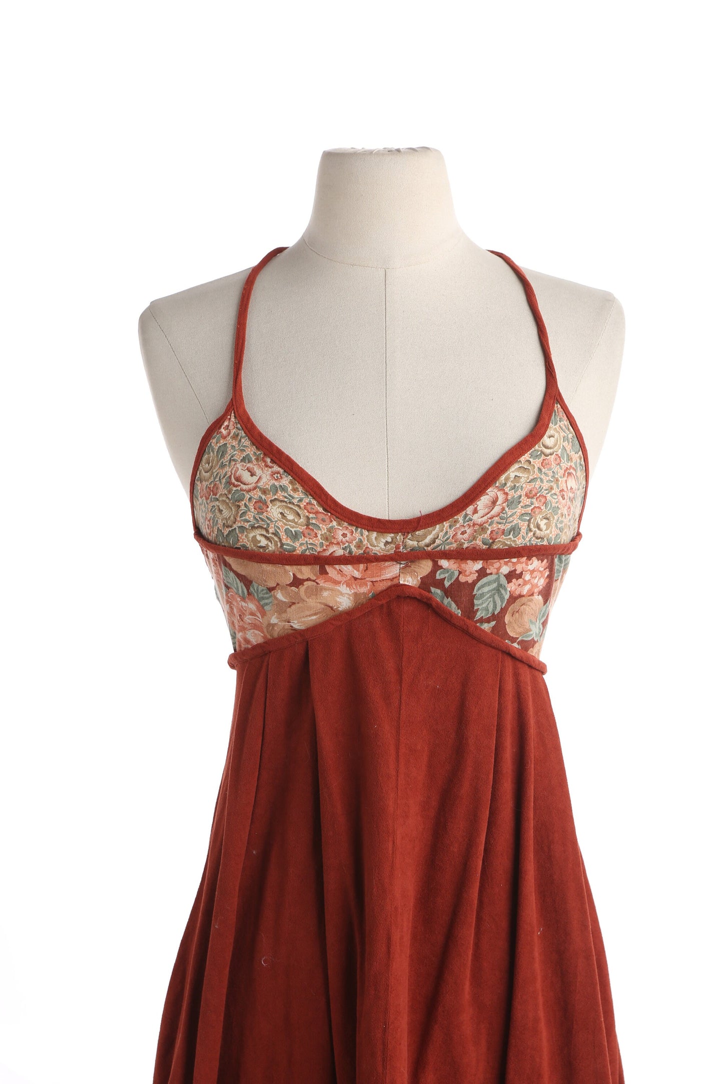 70s Women Floral Print Summer Halter Dress