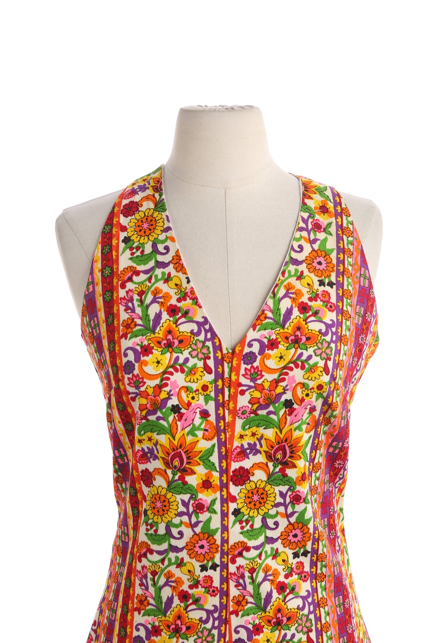 Vintage Women's Floral Print Sleeveless Summer Dress