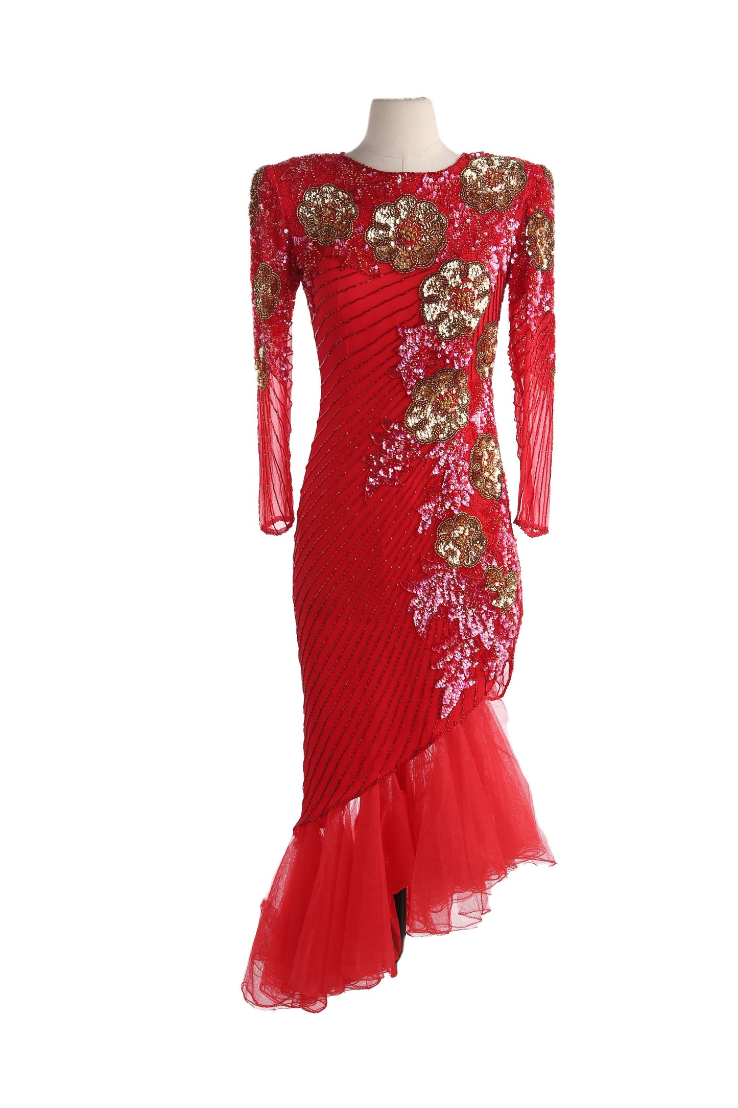Vintage Women's Red Sequin Dress by Jasmine Curtis