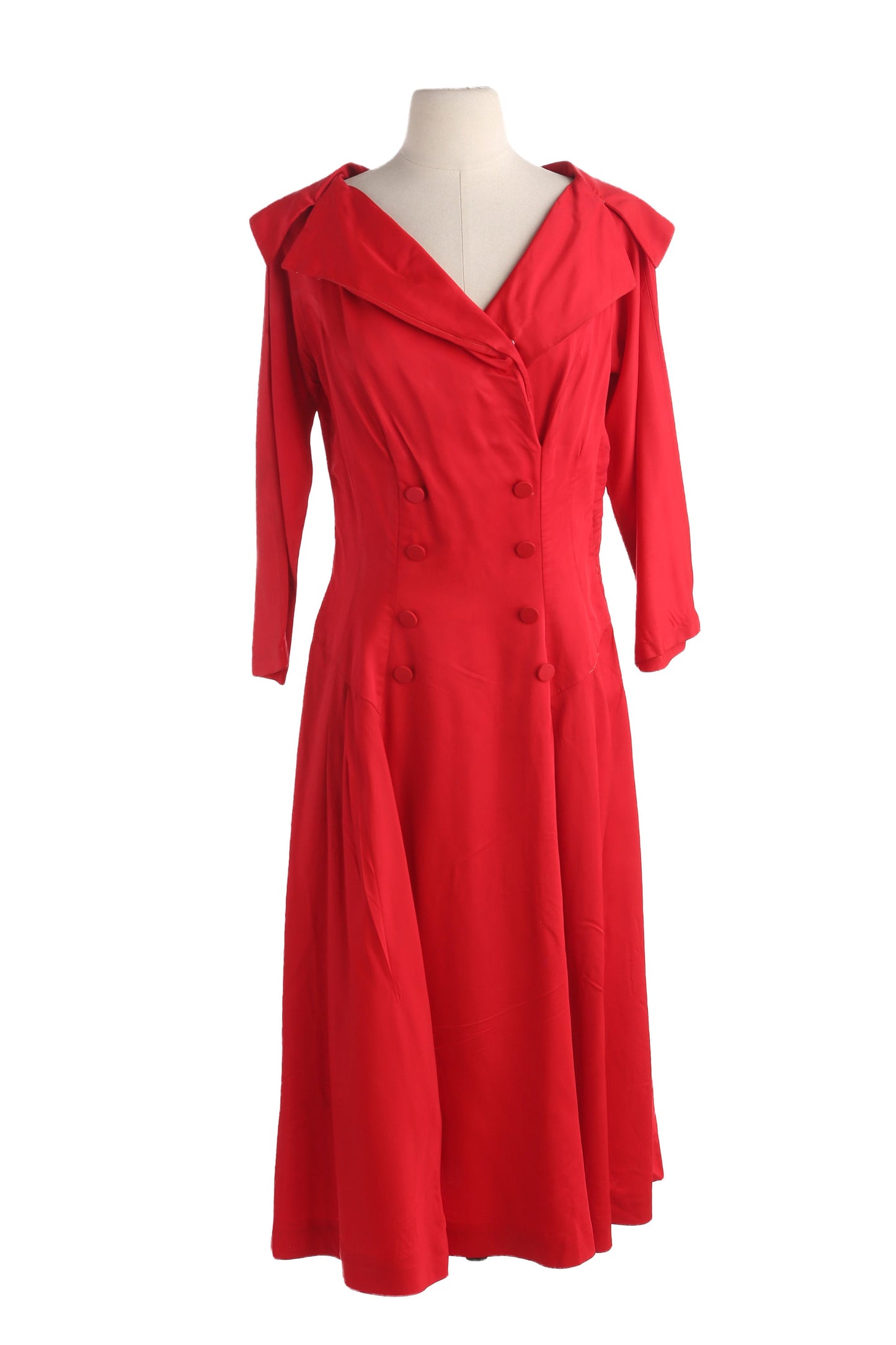1950s Women Red Casual Evening Dress