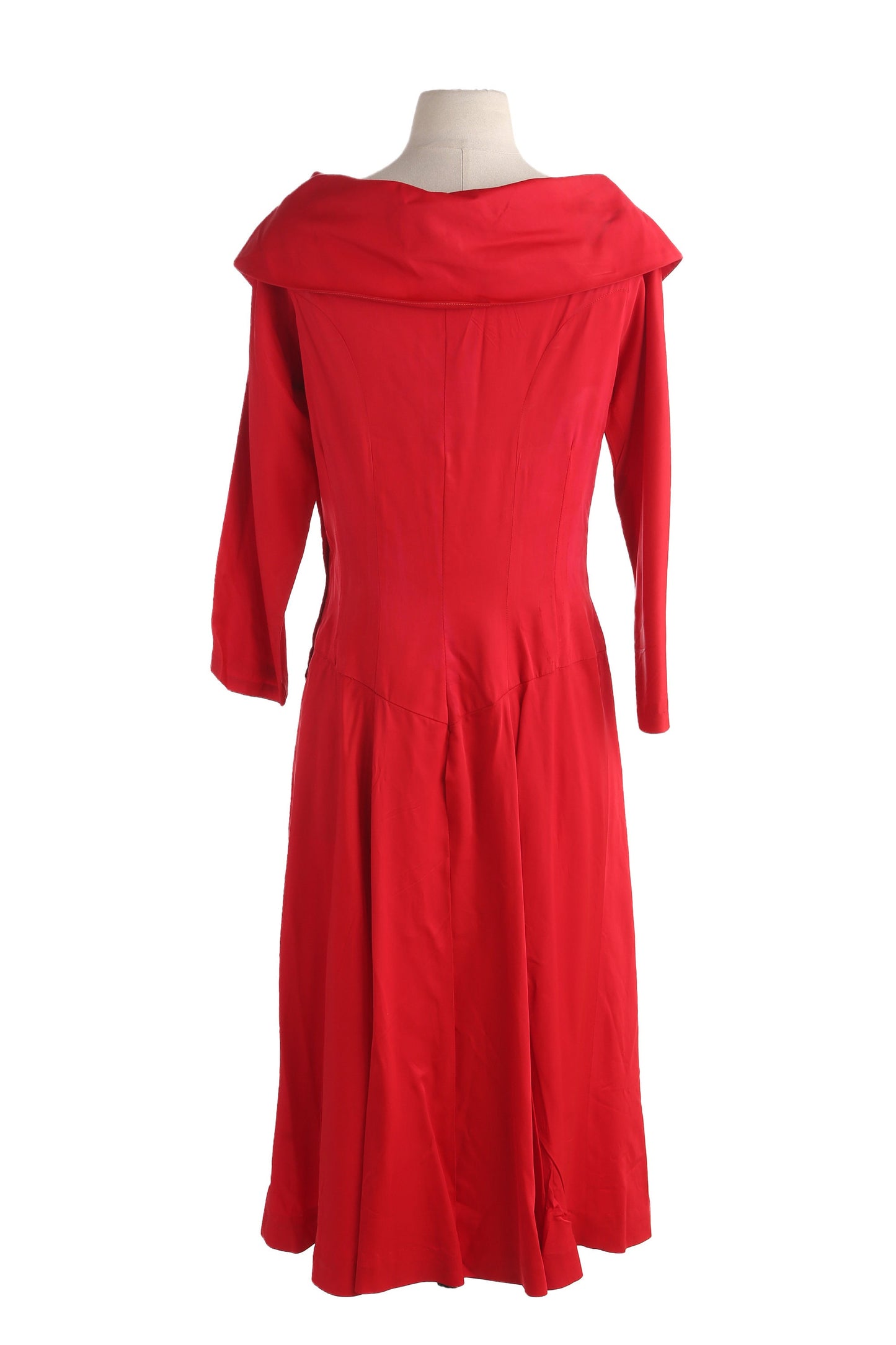 1950s Women Red Casual Evening Dress