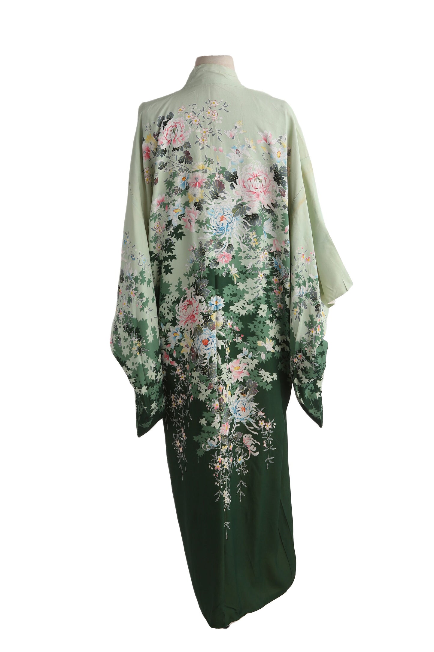 Vintage Flora Print Green Kimono Robe