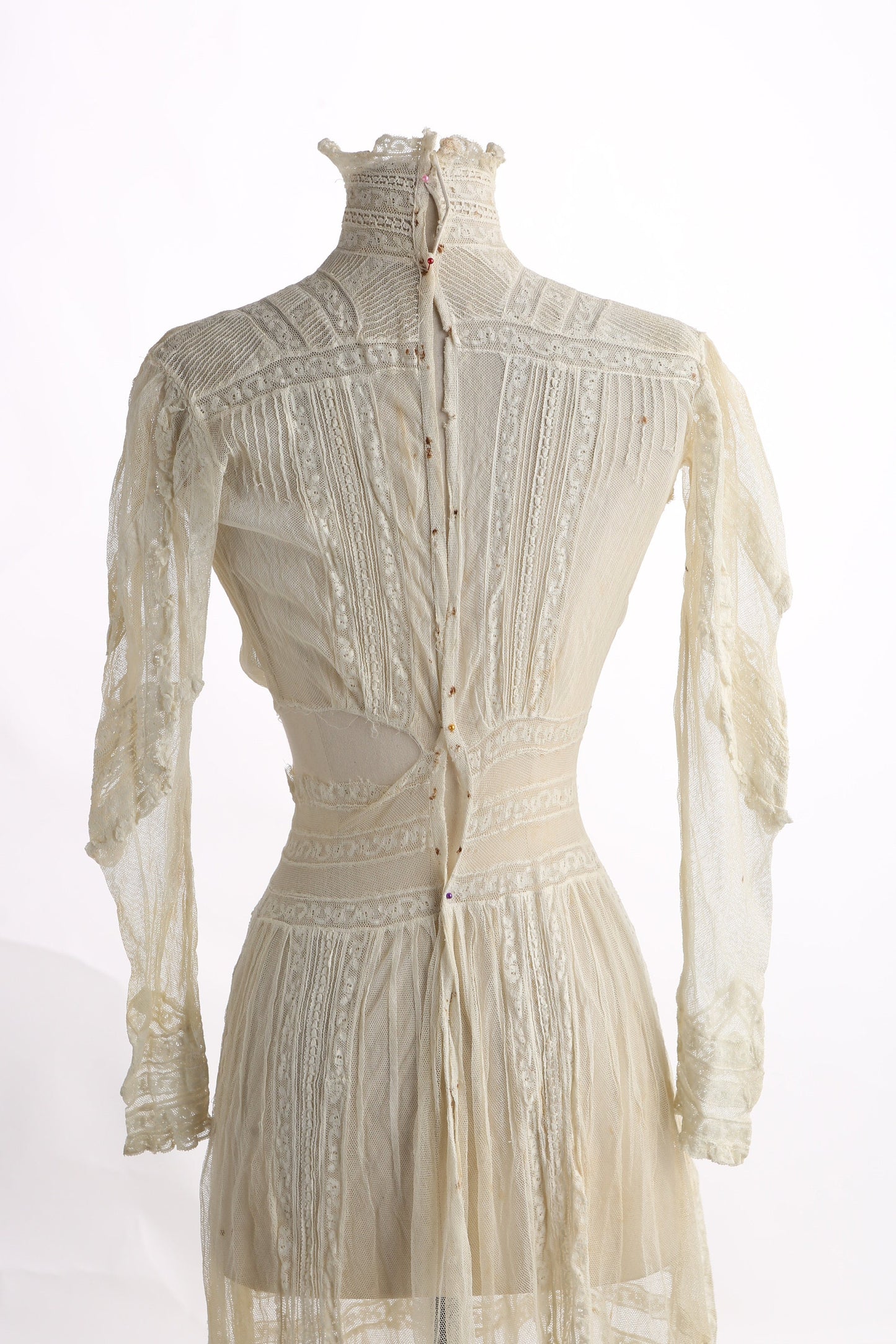 Vintage Women's White Lace Dress - Estimated Era 1800s - 1910s