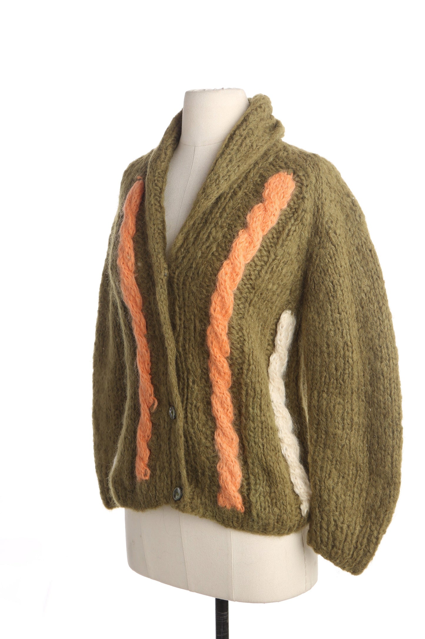 Vintage Women's Green Knitted Cardigan Sweater