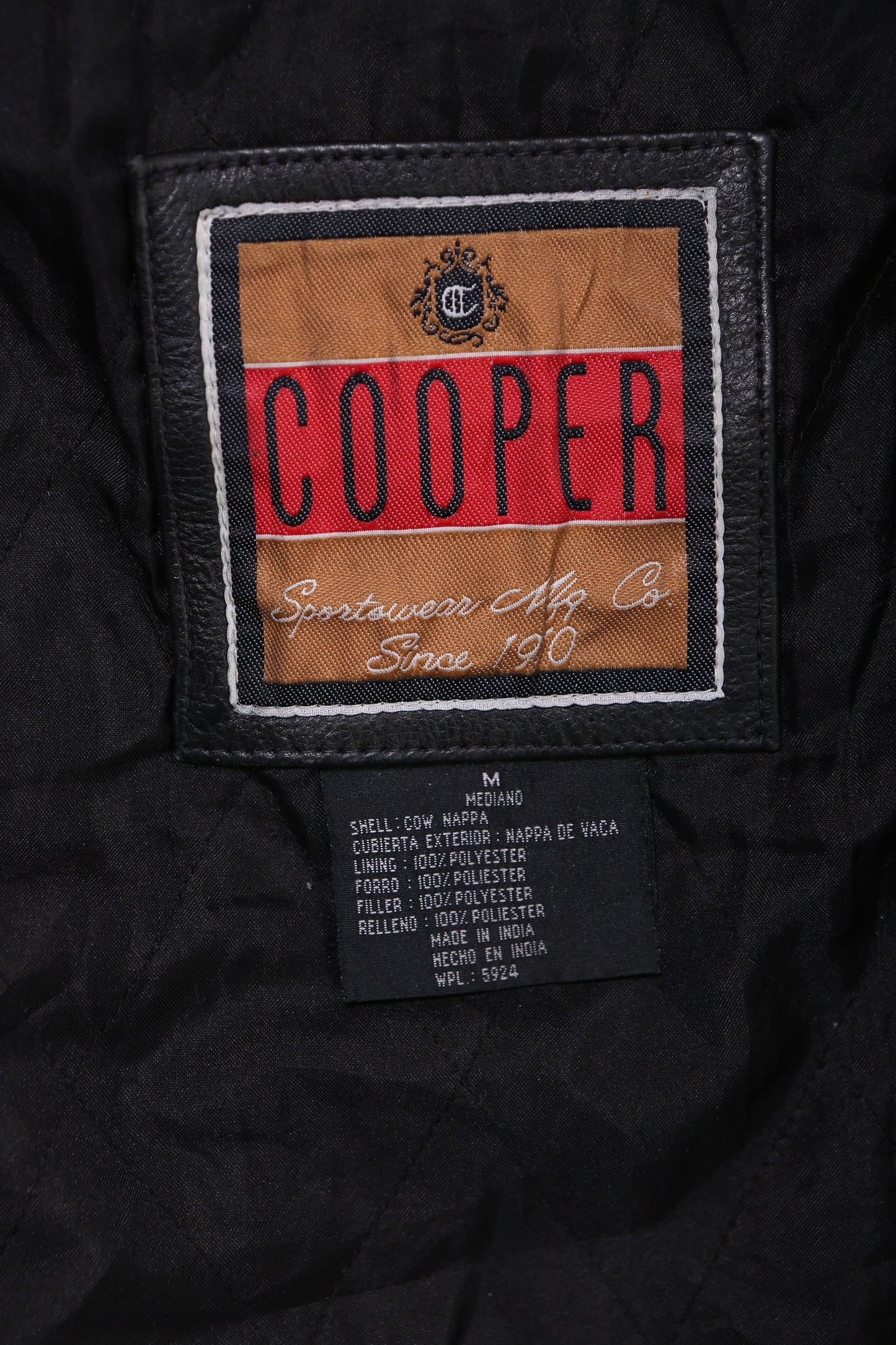 Vintage Black Biker Leather Jacket by Cooper - Estimated Era 1980's - 1990's