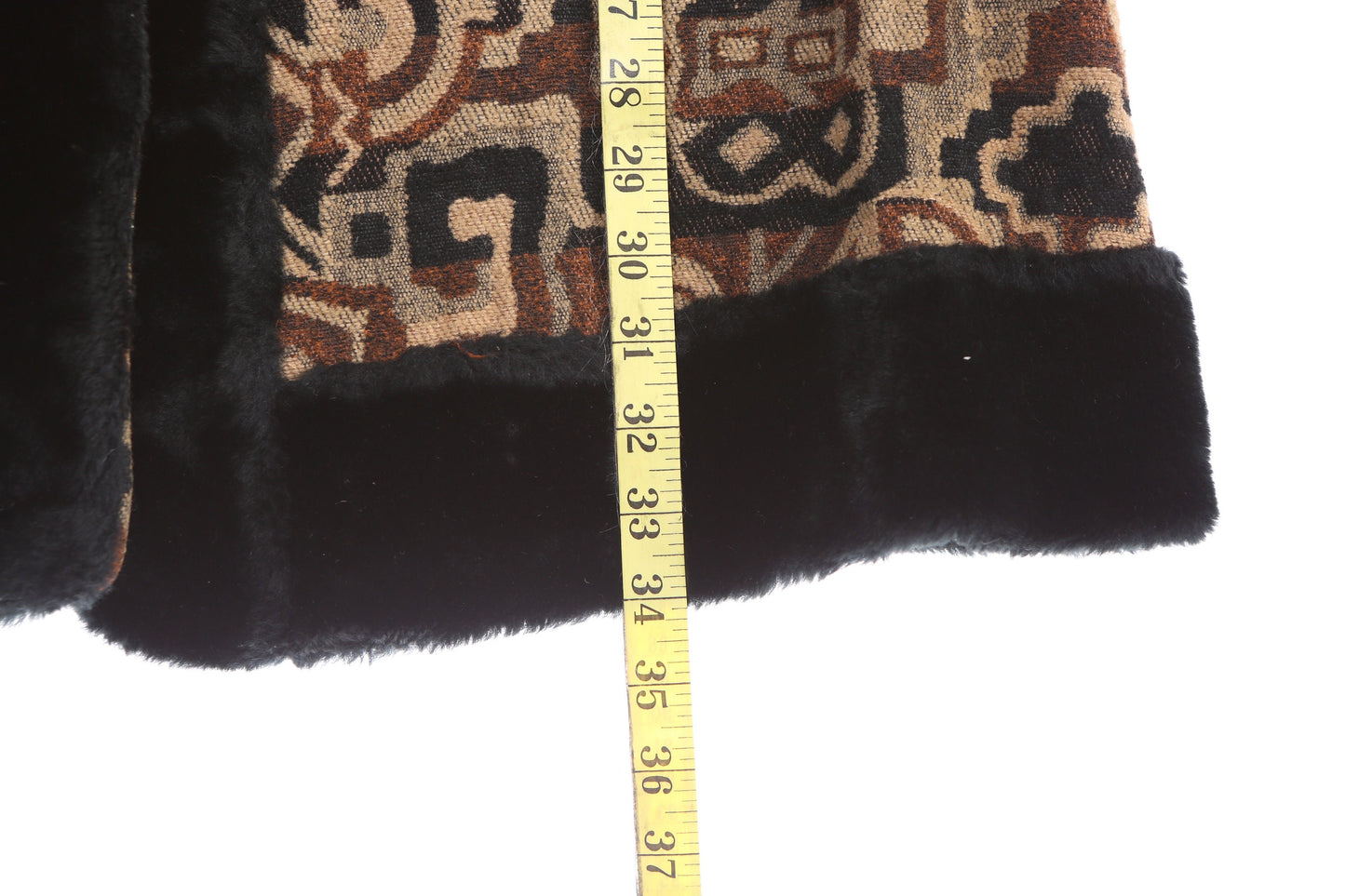 Vintage Women's Winter Coat with Geometric Fabric Pattern by Betty Rose - Estimated Era 90s - Y2K