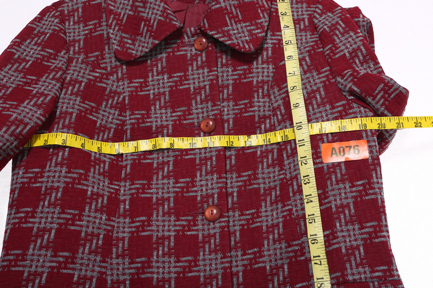 Vintage Women Red Plaid Casual Coat by Lanson - Estimated Era 1960's - 1970's