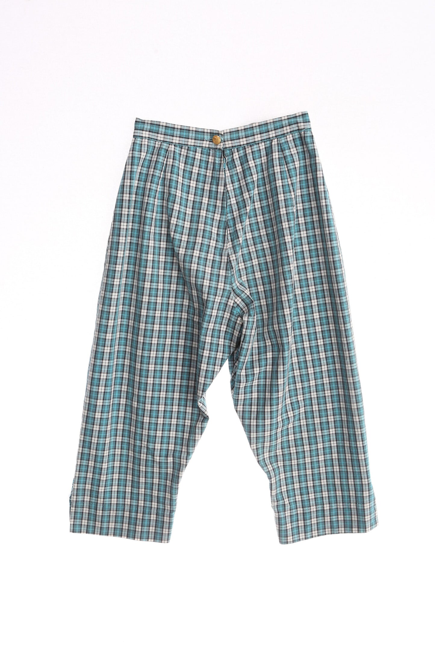 1960s Women GReen Capri Plaid Pants