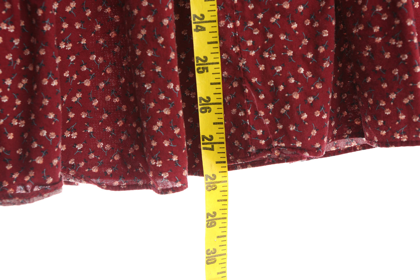 Vintage Women's Burgundy Floral Print Prairie Skirt