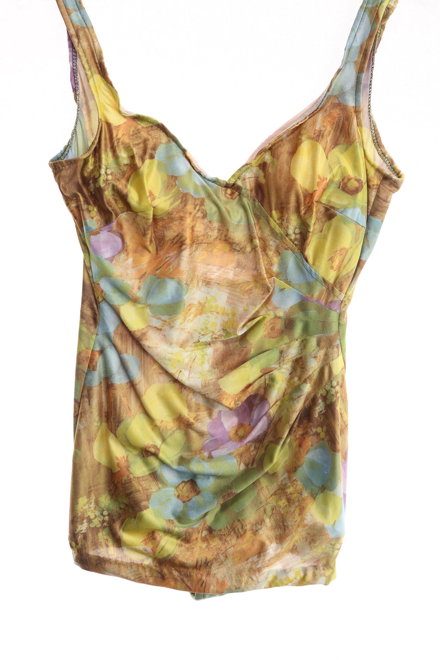 Vintage Women's Floral Print Yellow Swimsuit by Catalina