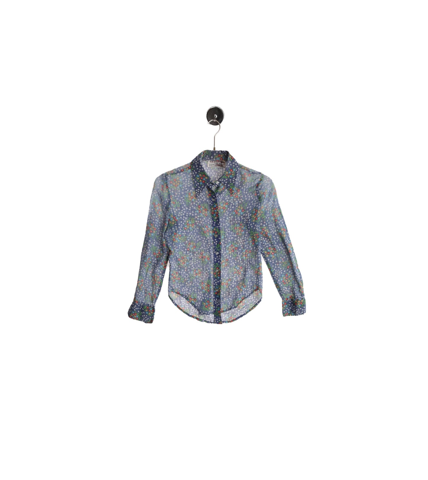 1970's Floral Print Blue Summer Top from L.A. Station by Arpeja