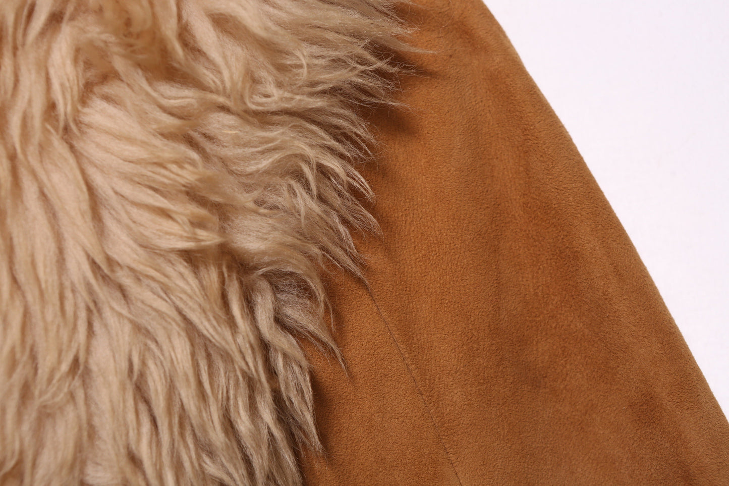 Vintage Women's Brown Suede Coat with Fur Seams - Estimated Era 1970's - 1980's