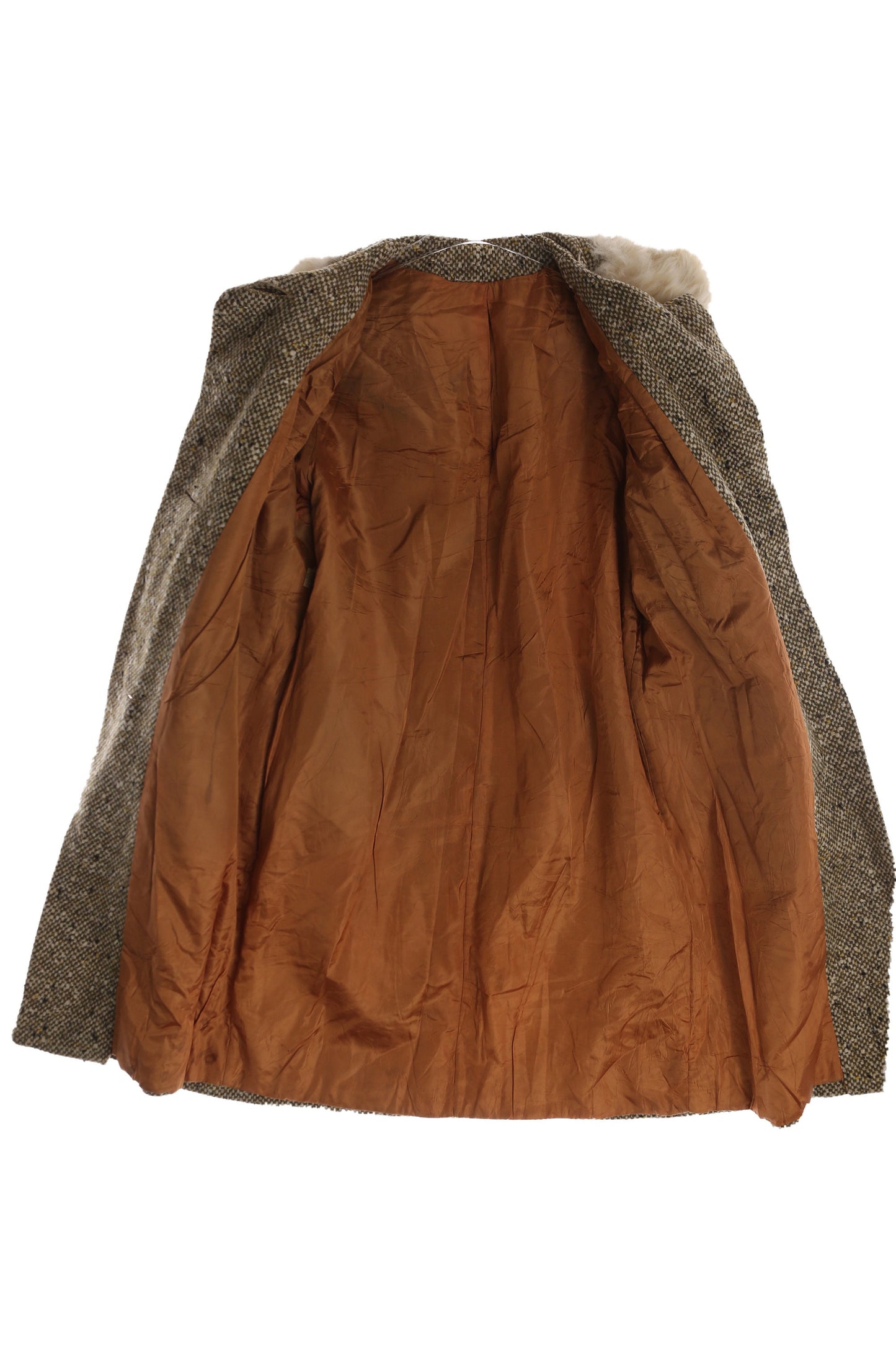Vintage Women's Gray Winter Coat with White Fur Collar - Estimated Era 1950's - 1960's