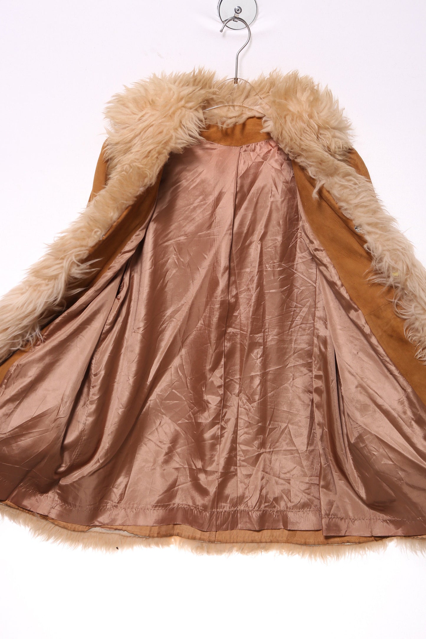 Vintage Women's Brown Suede Coat with Fur Seams - Estimated Era 1970's - 1980's