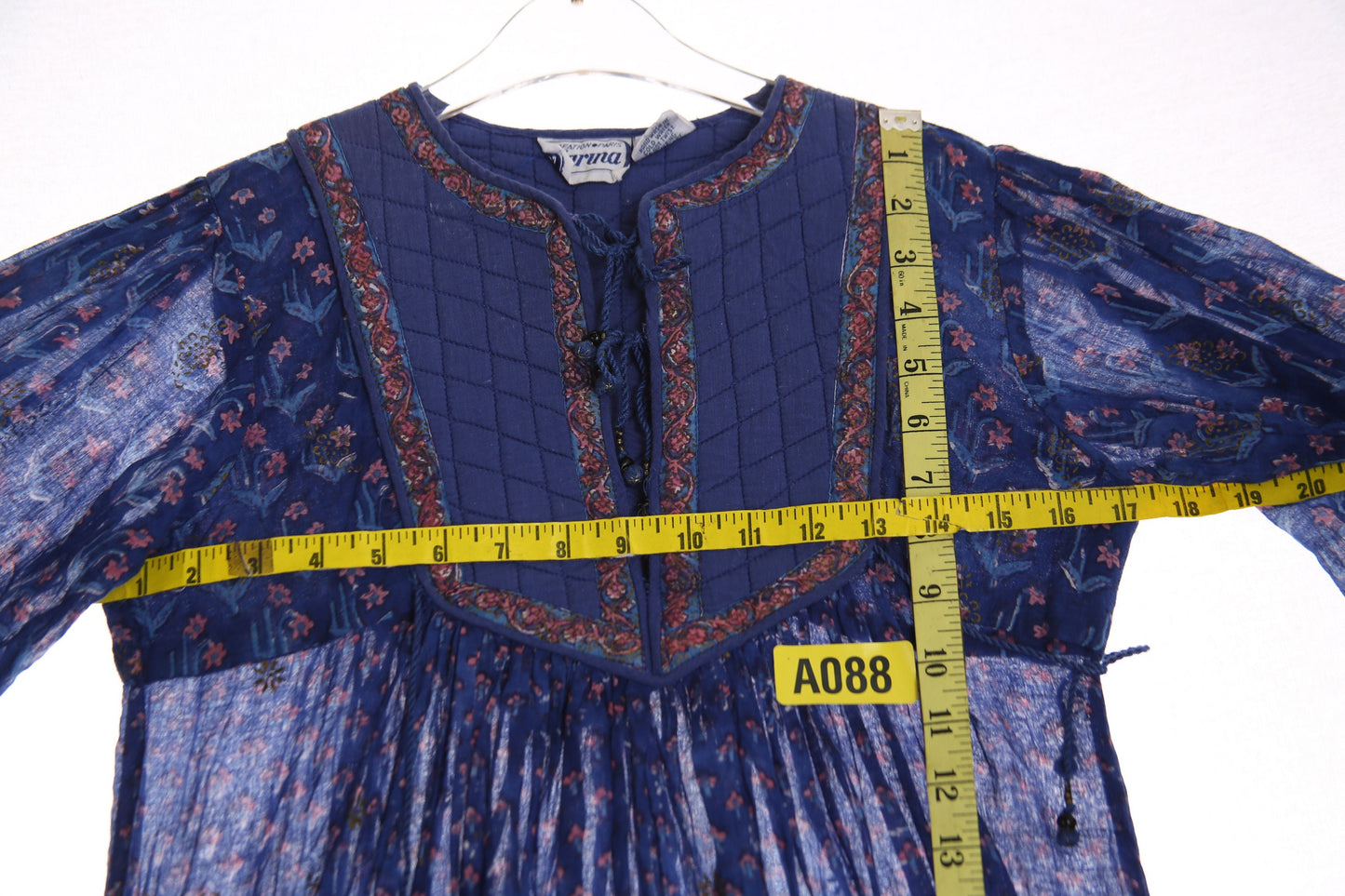 Vintage Boho Floral Print Purple Indian Dress by Starina - Estimated Era 1970's - 1980's