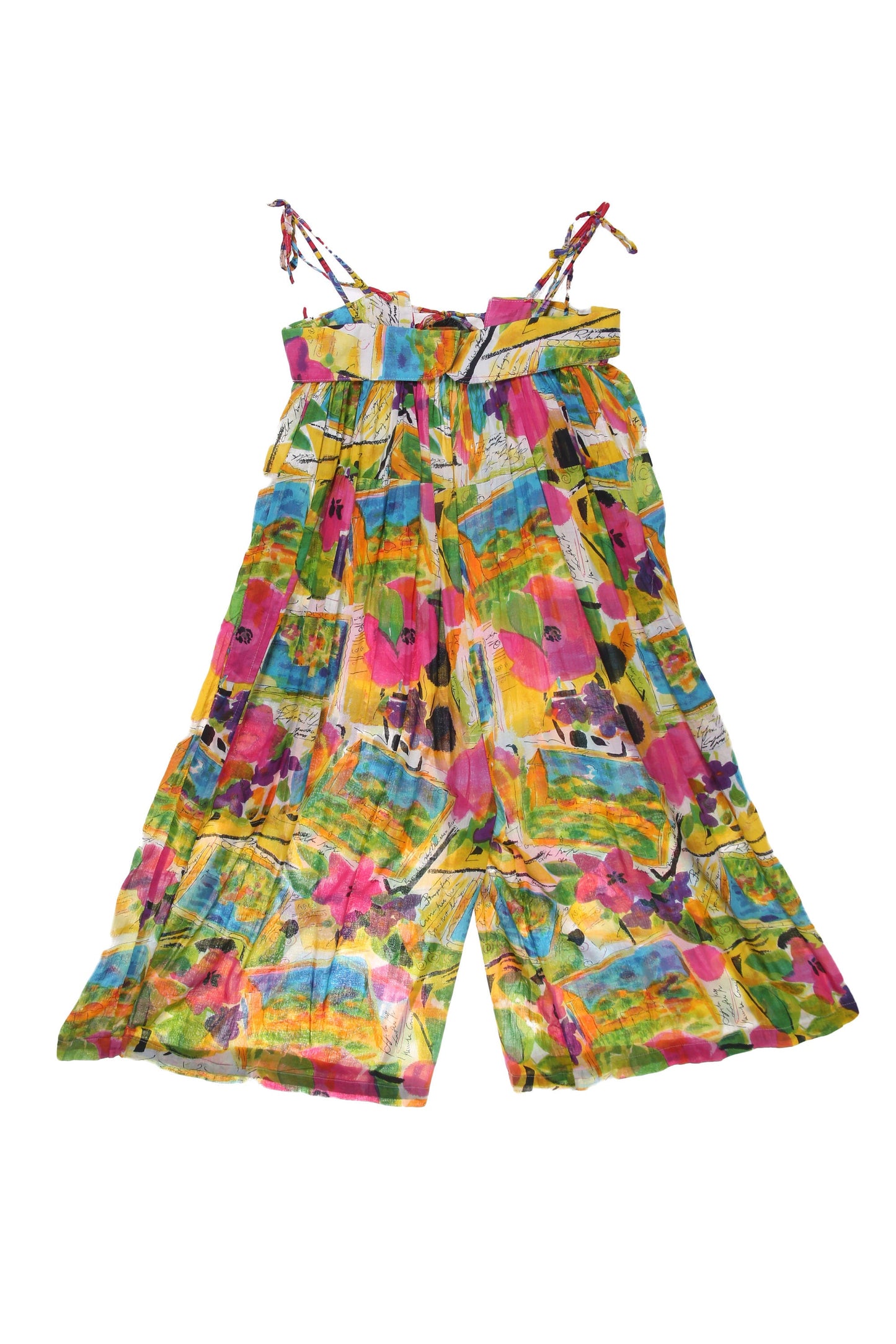 Vintage Women's Floral Print Sleeveless Summer Cotton Jumpsuit