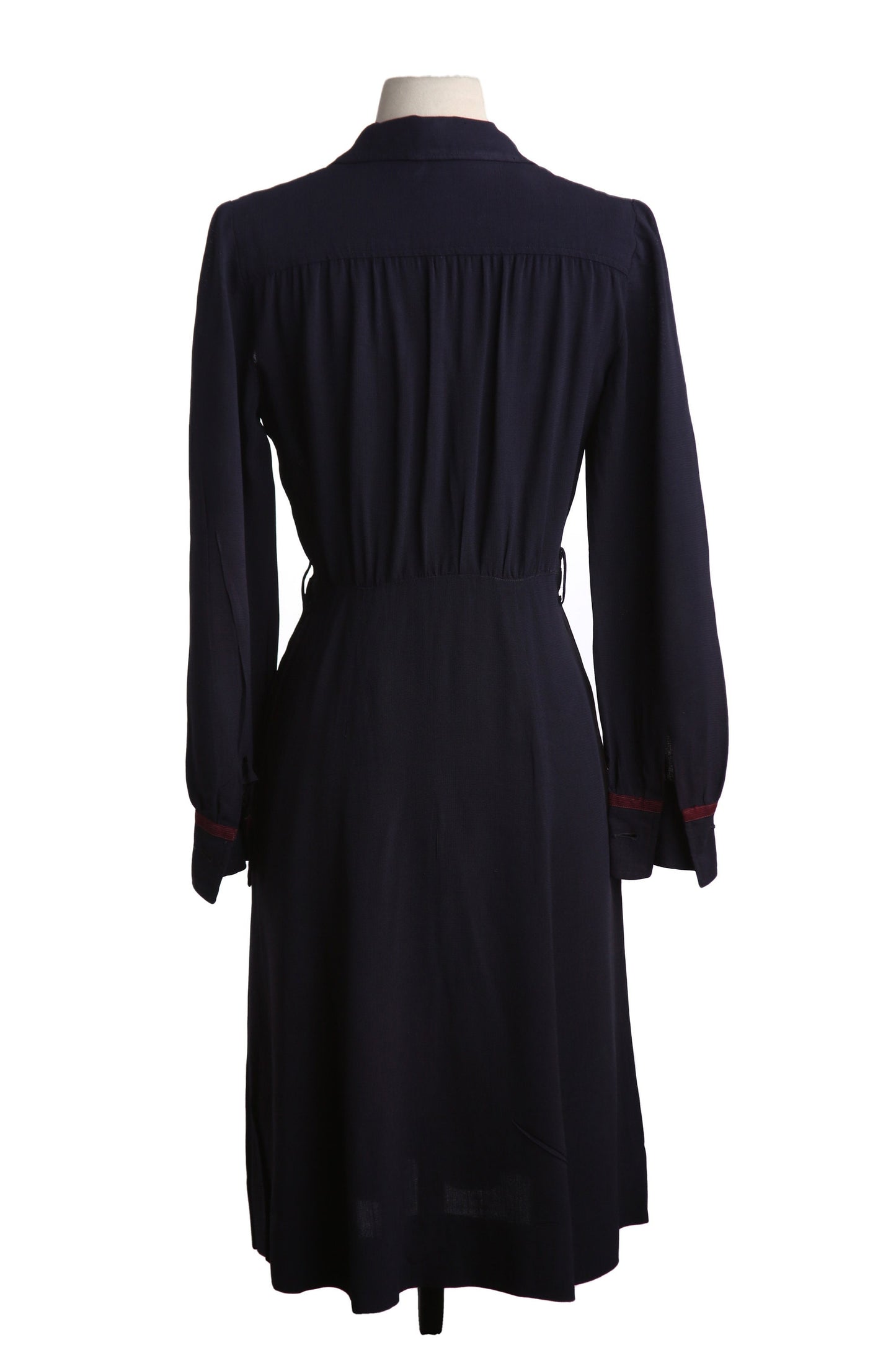 1940s Women Blue Casual Dress with Red Buttons by Smart Streeter