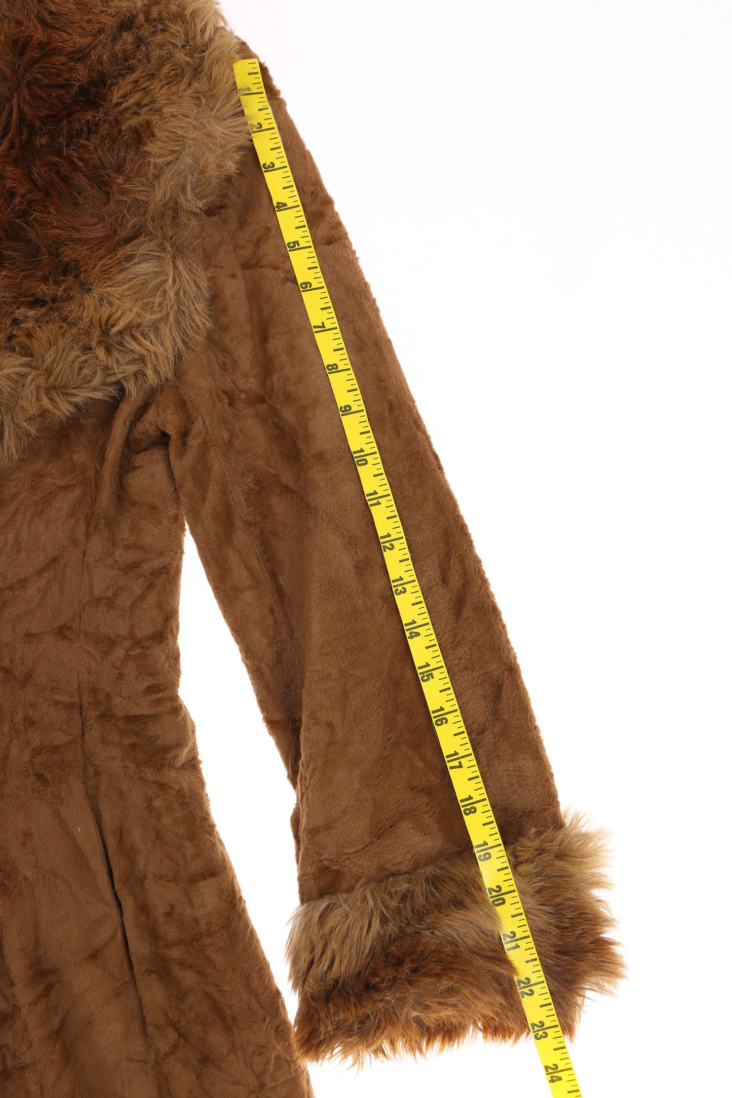 Vintage Women Brown Winter Coat with Faux Fur Collar - Estimated Era 1970's - 1980's