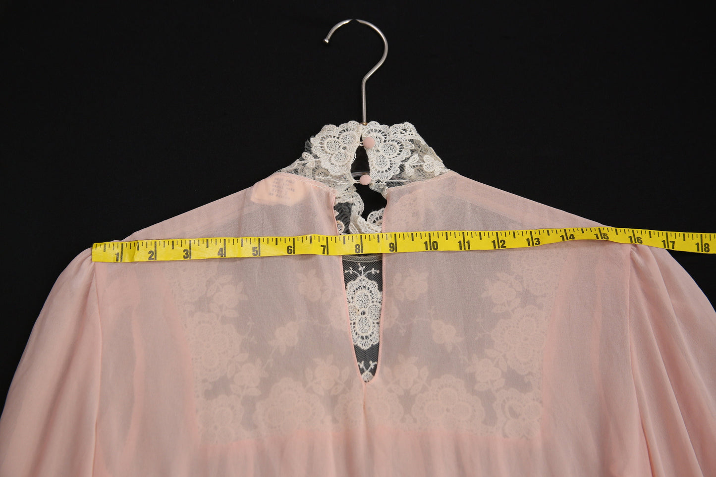 1980's Women Pink Casual Dress with Chest Lace Pattern Prairie Evening